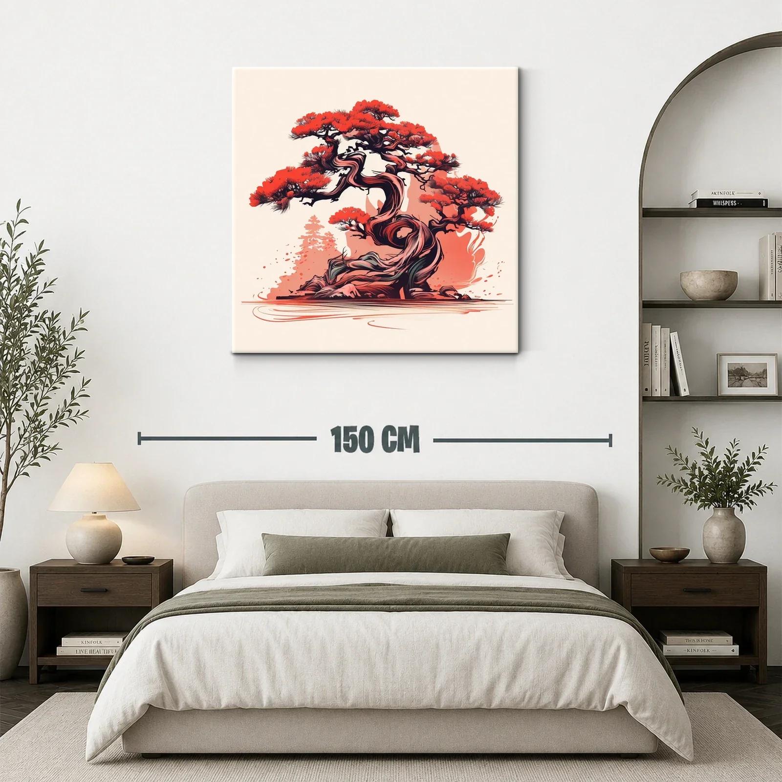 Árbol bonsái con vibrantes tonos rojos y negros — miniatura 3