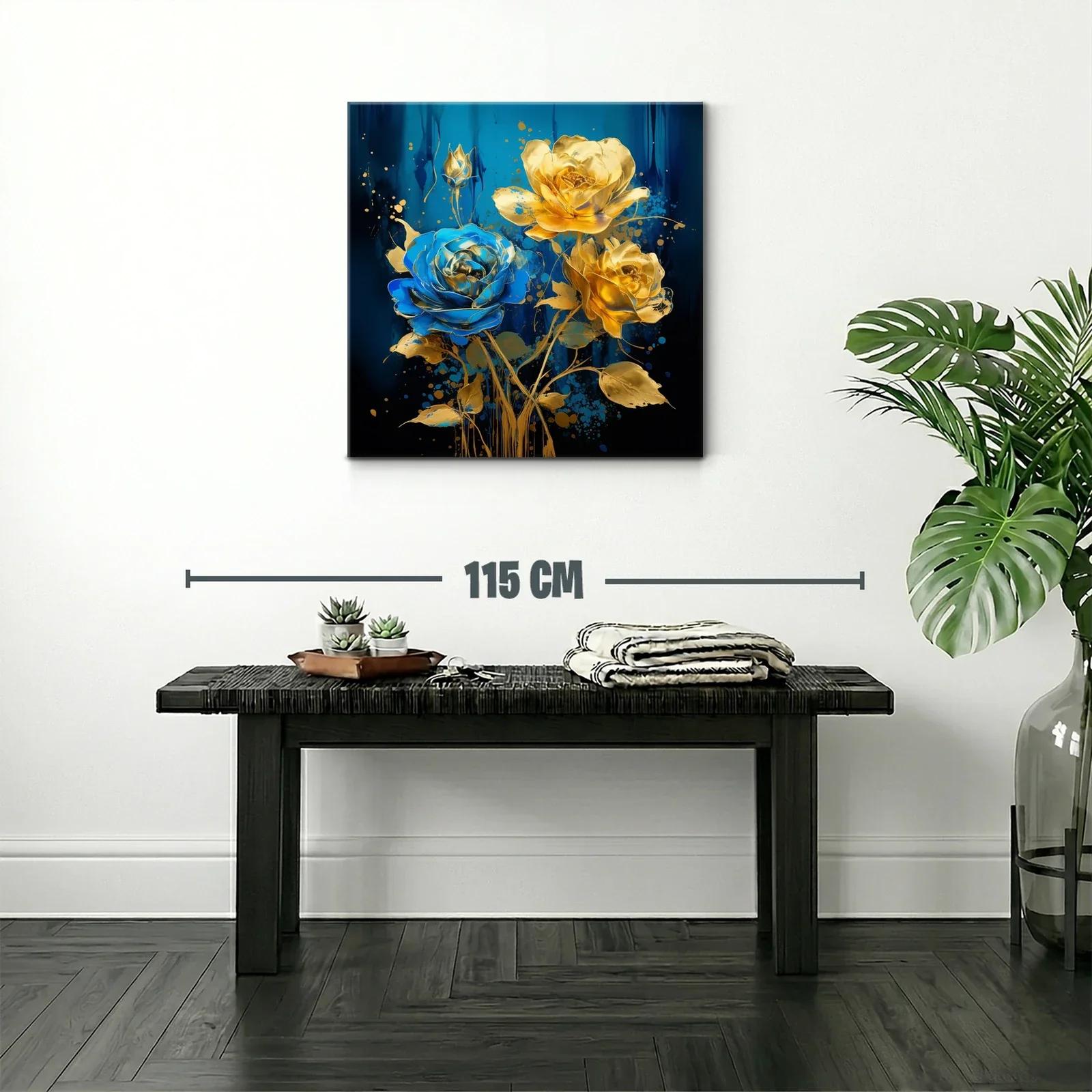 Ramo de rosas doradas y azul eléctrico vibrante — miniatura 2