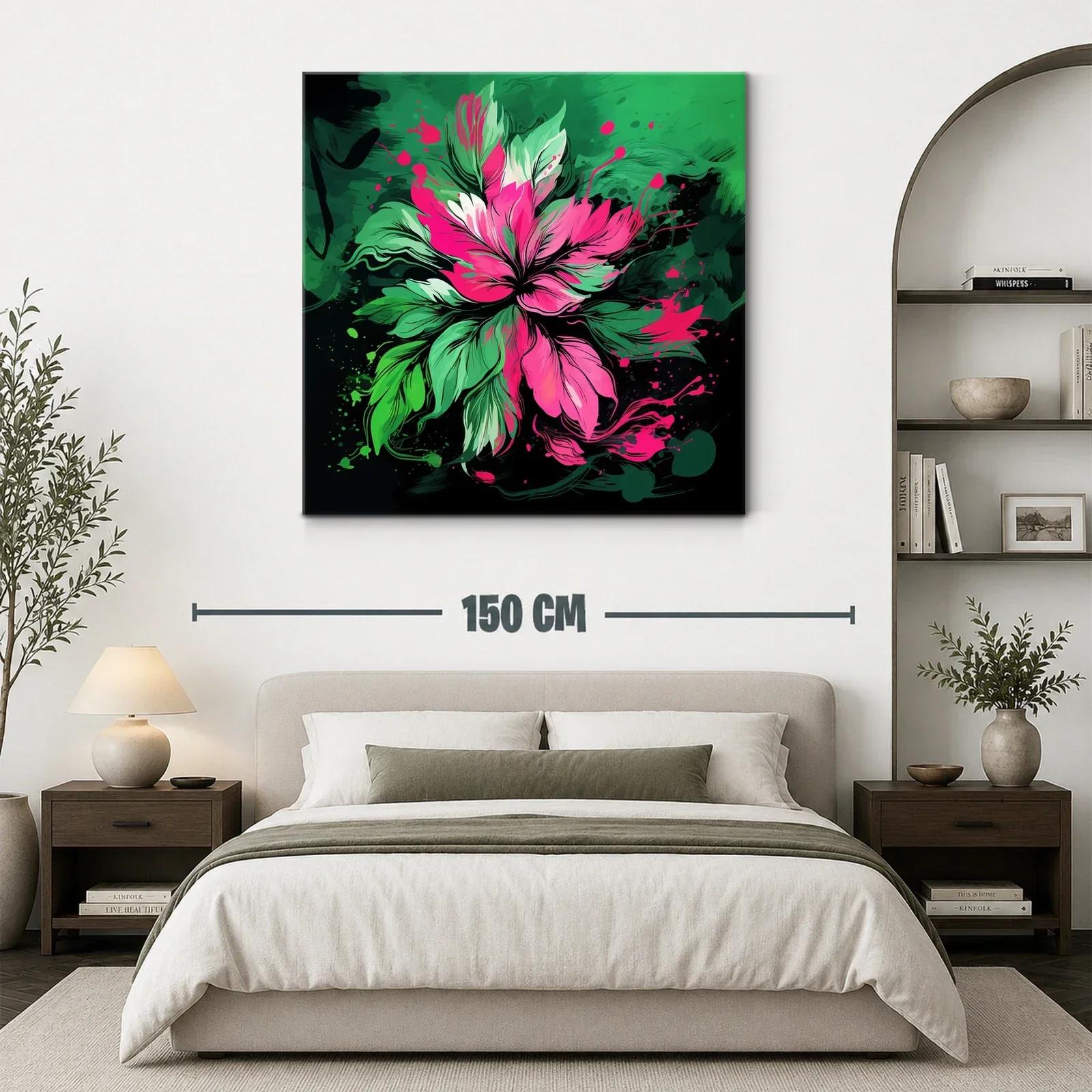 Flor vibrante en tonos verdes y fucsias intensos — miniatura 3