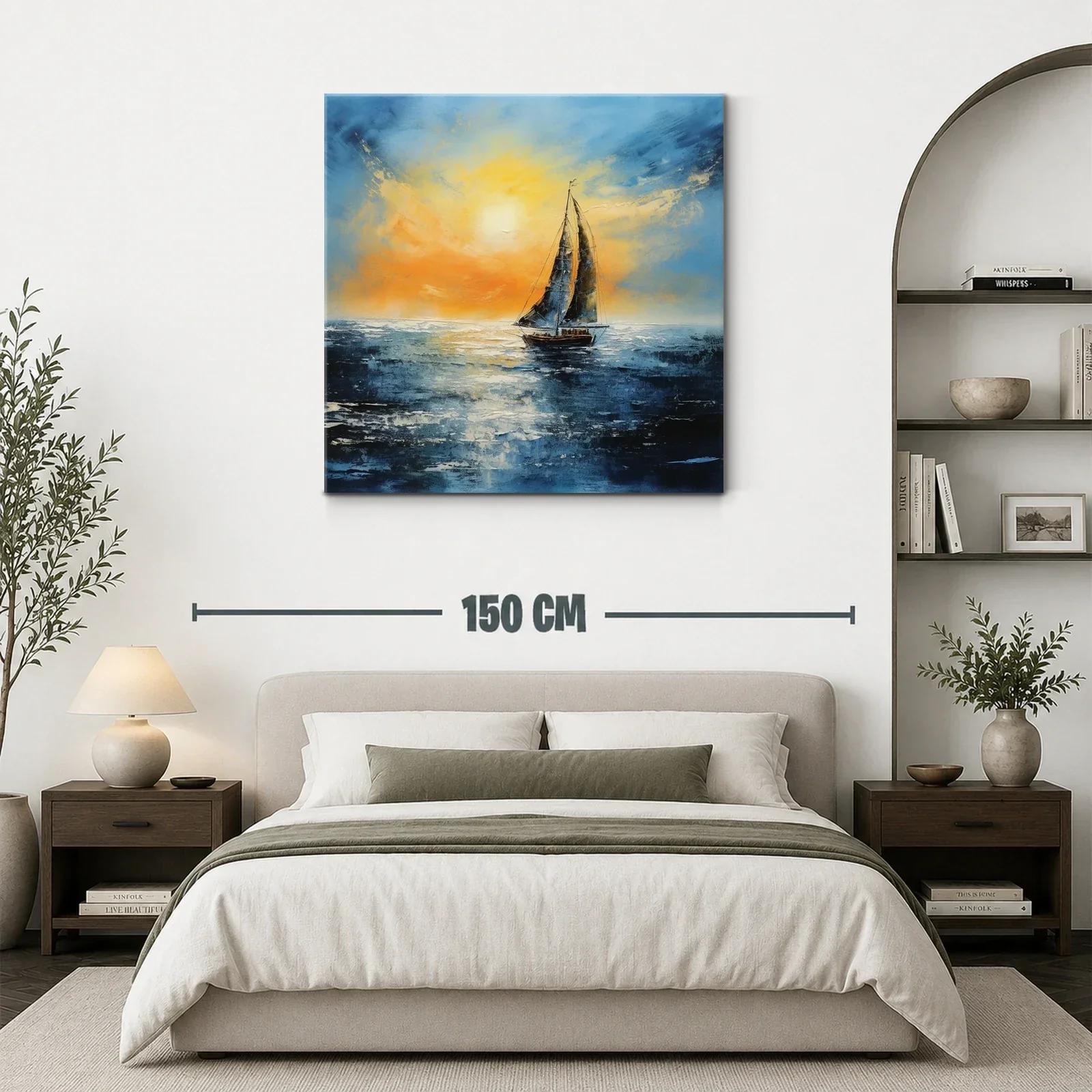 Velero navegando al atardecer sobre mar sereno — miniatura 3