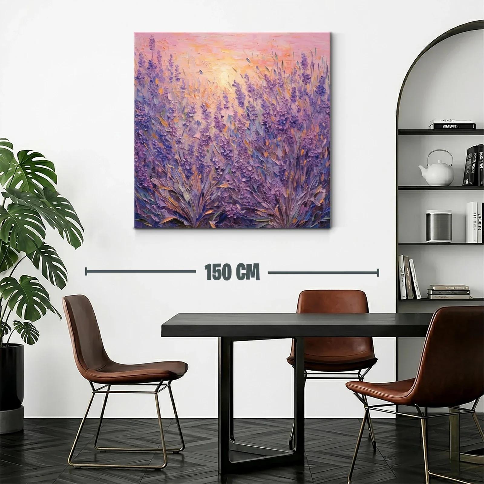 Campo de lavanda al atardecer con luz cálida y vibrante — miniatura 2