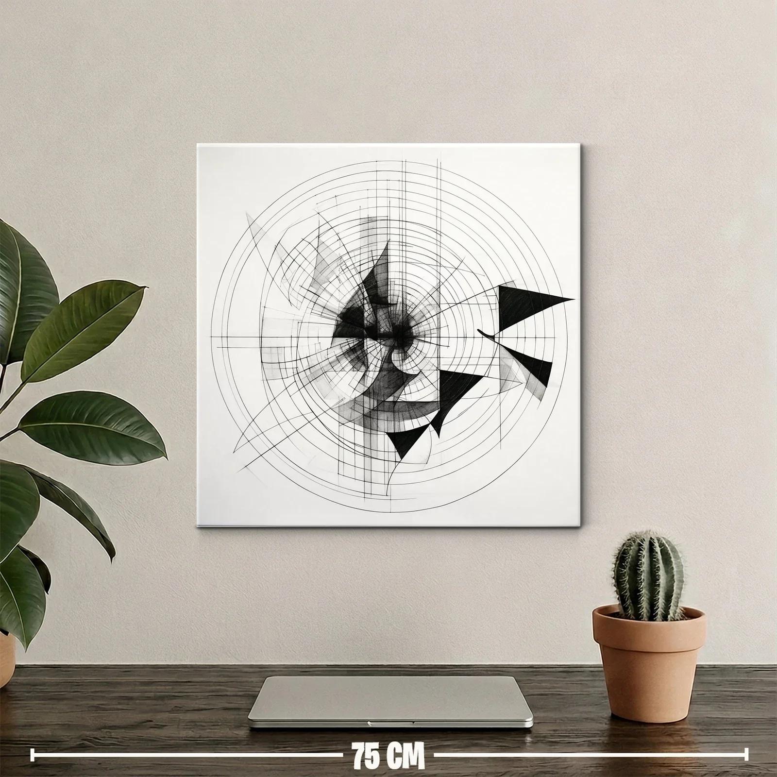 Composición geométrica en blanco y negro con círculos concéntricos — miniatura 2