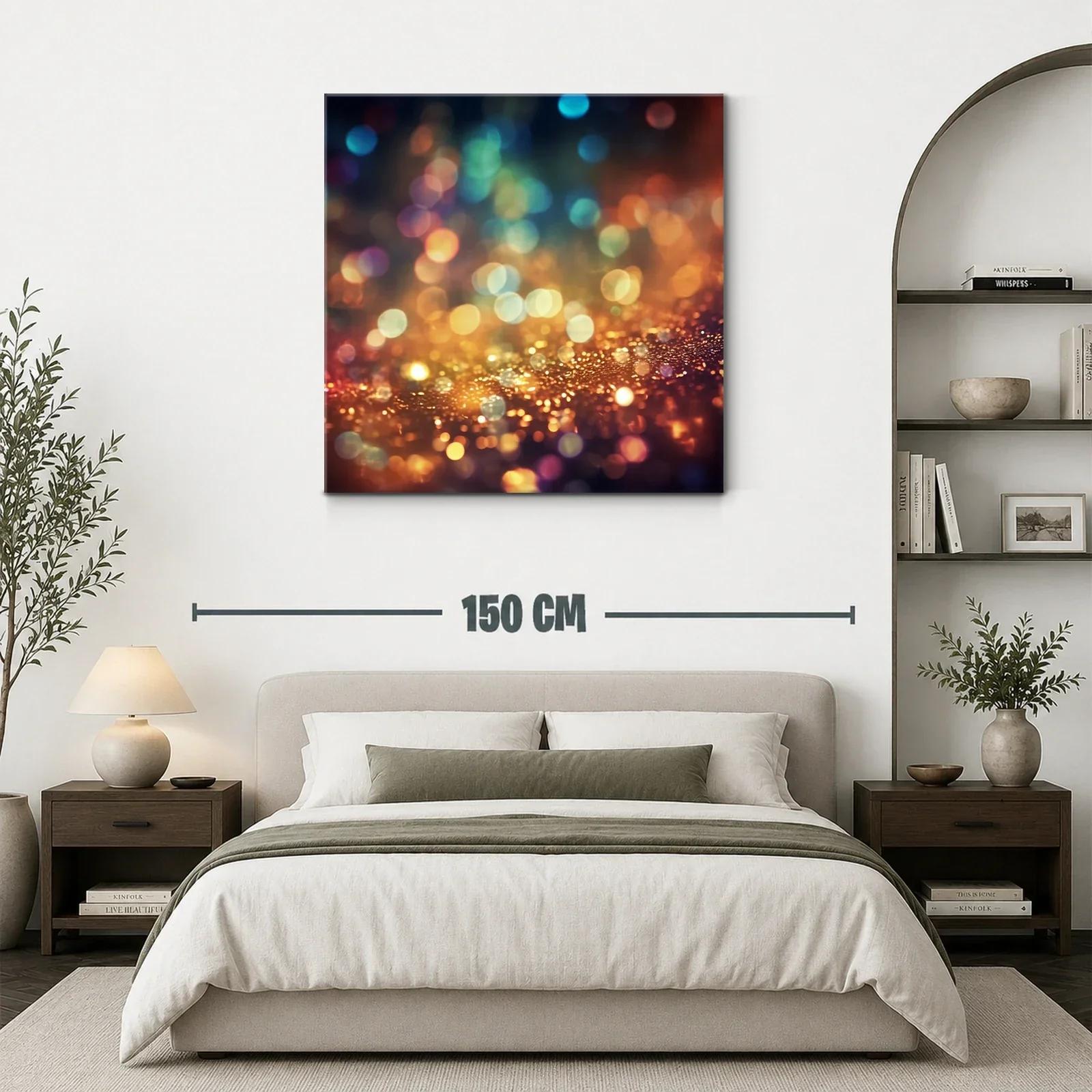 Cuadro abstracto de luces difusas en tonos cálidos y fríos — miniatura 3