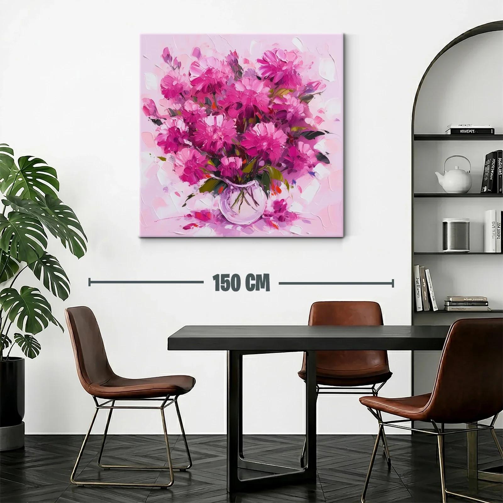 Cuadro floral con vibrantes tonos rosas y lilas — miniatura 2