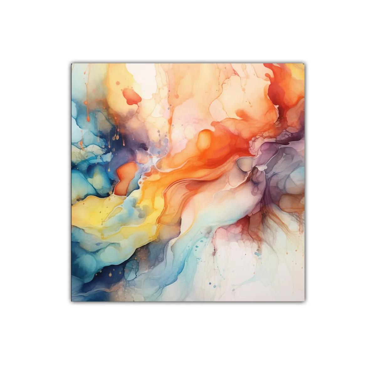 Composición abstracta con tonos cálidos y fríos vibrantes — miniatura 1