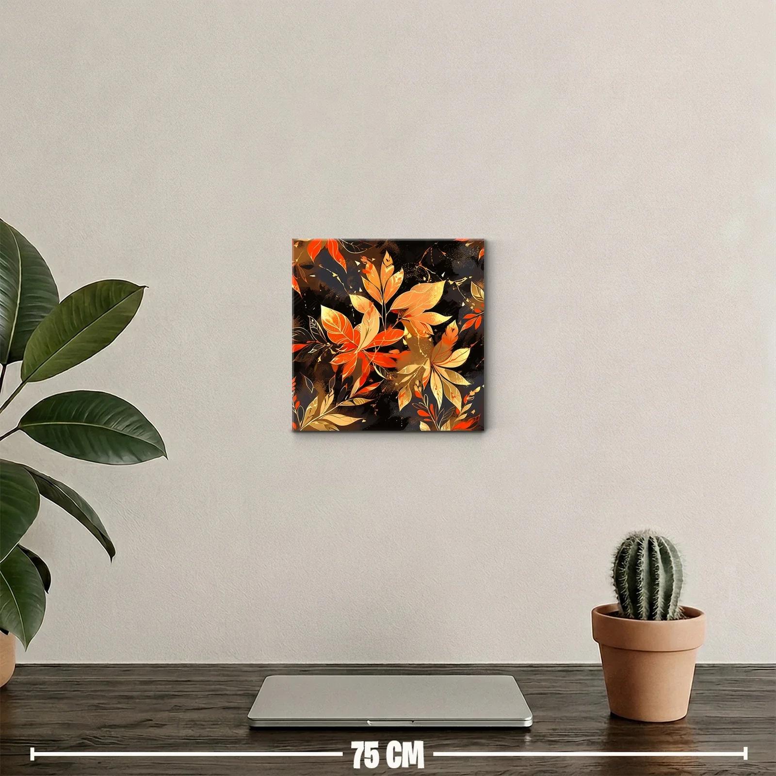 Cuadro decorativo con hojas otoñales en tonos cálidos — miniatura 2