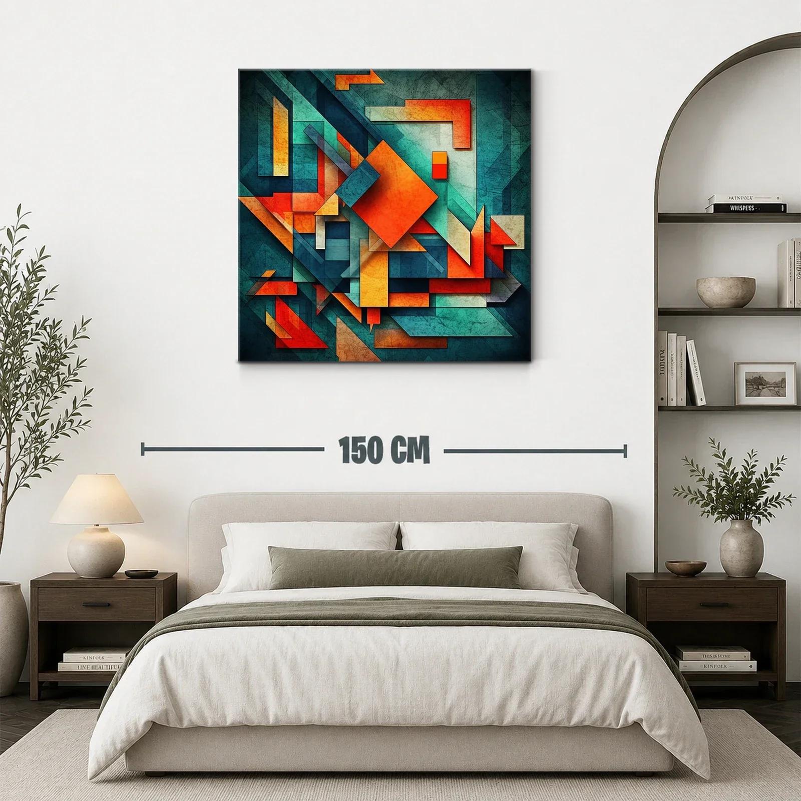 Composición abstracta vibrante en tonos naranja y azul — miniatura 3