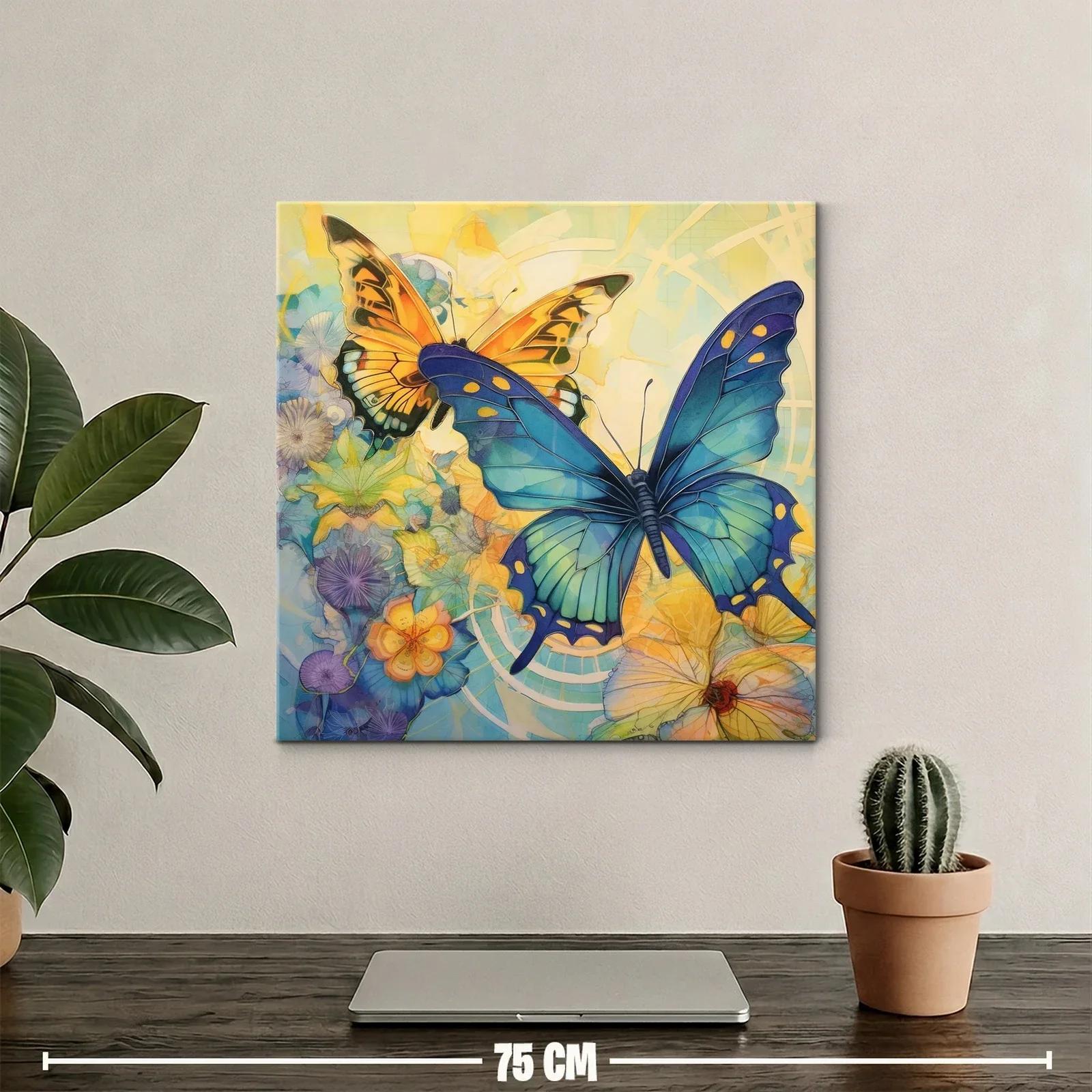 Mariposas vibrantes sobre fondo floral abstracto — miniatura 2
