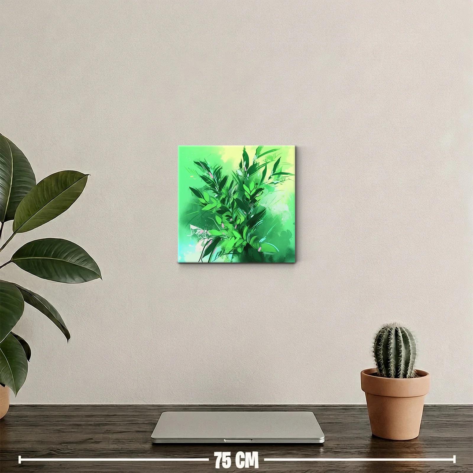 Cuadro decorativo con motivos vegetales en tonos verdes — miniatura 2