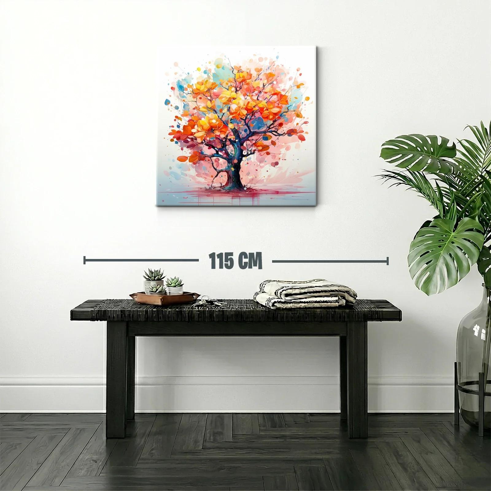 Árbol vibrante con hojas en tonos cálidos y azules — miniatura 2