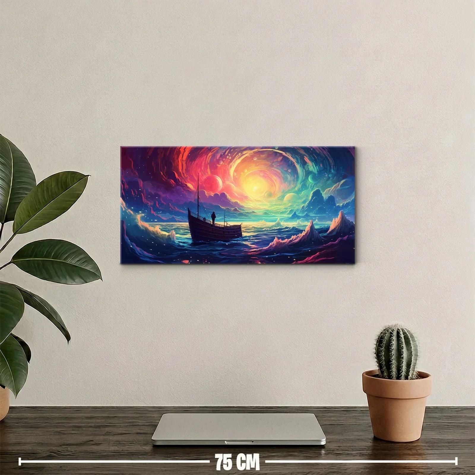 Cuadro velero con remolino luminoso y sol dorado — miniatura 2