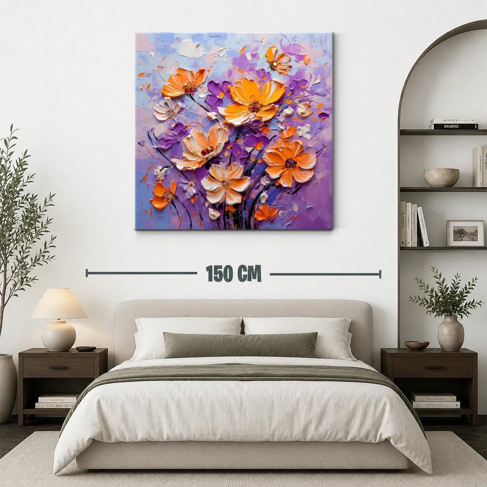 Ramo moderno con flores naranjas y violetas vibrantes — miniatura 3
