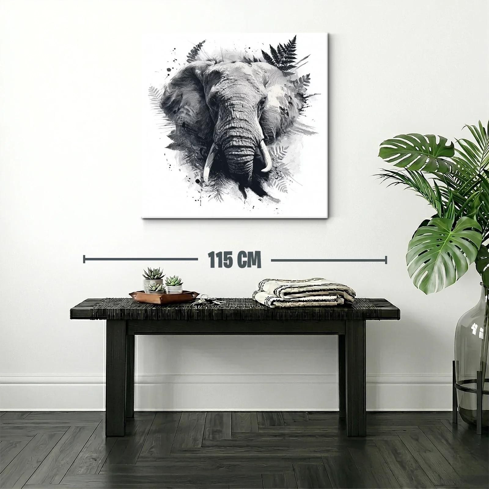 Retrato artístico de elefante en tonos grises y negros — miniatura 2