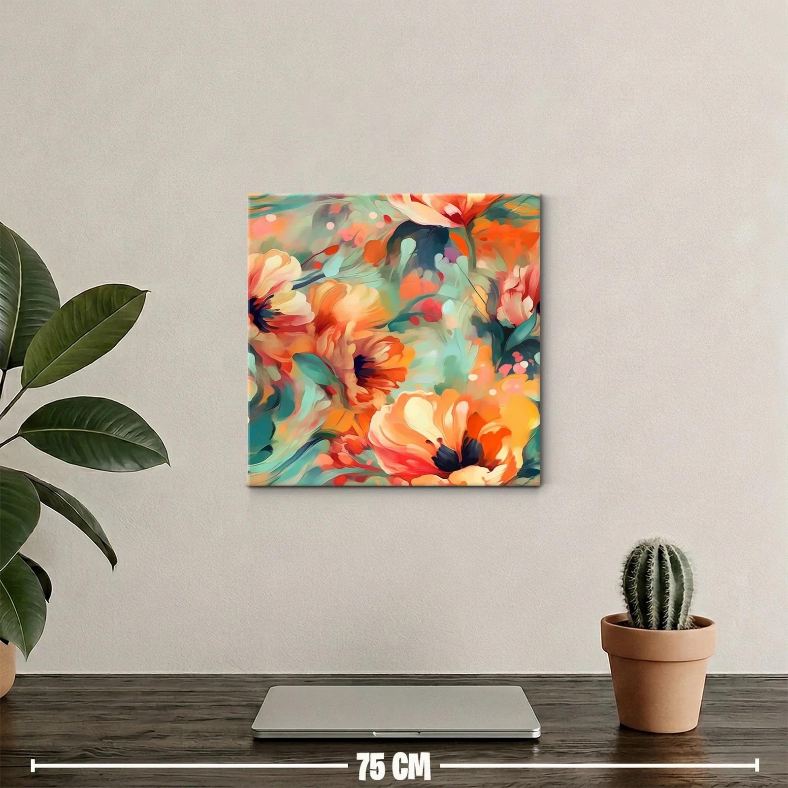 Cuadro floral vibrante con tonos cálidos y detalles suaves — miniatura 2