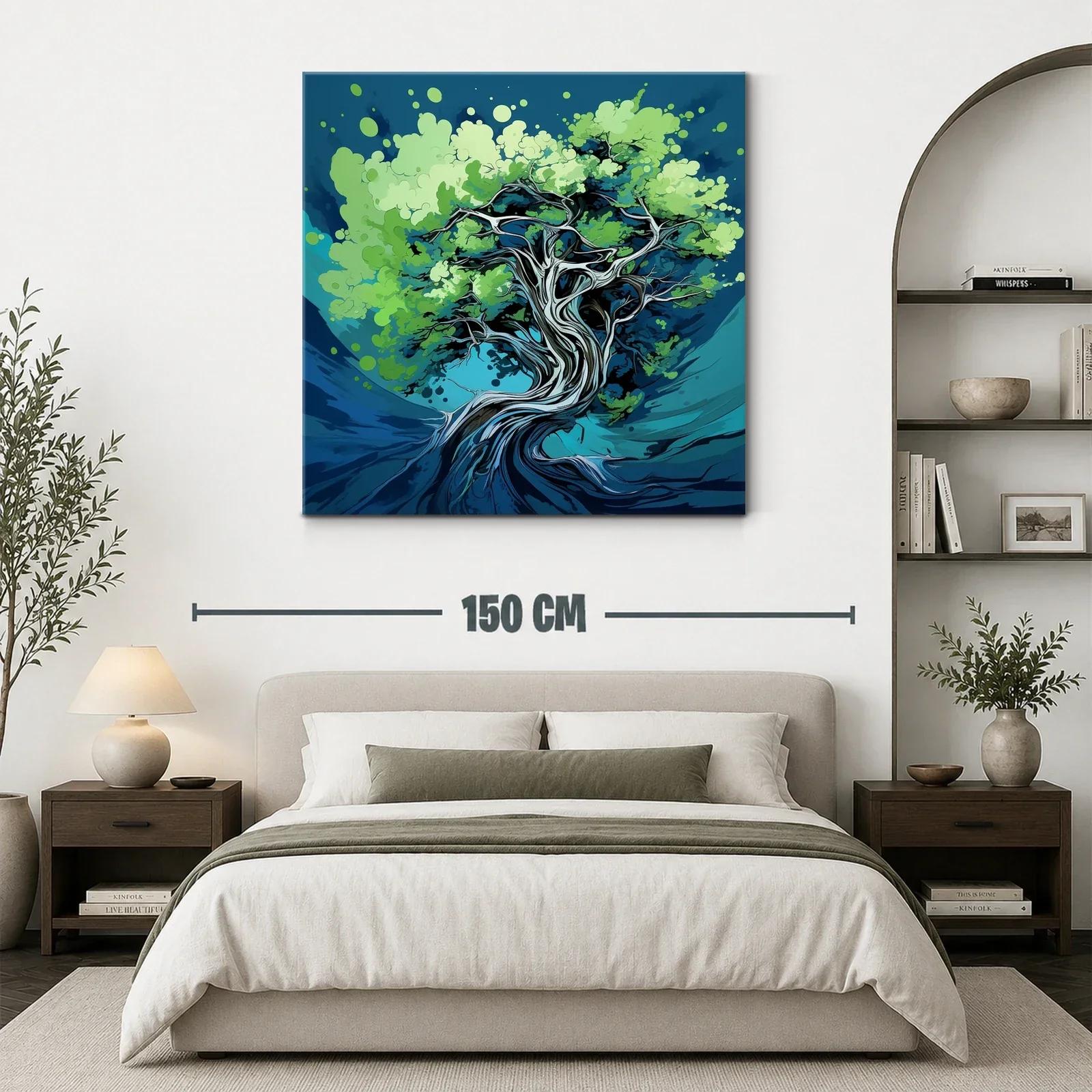 Árbol abstracto con ramas entrelazadas y hojas verdes — miniatura 3