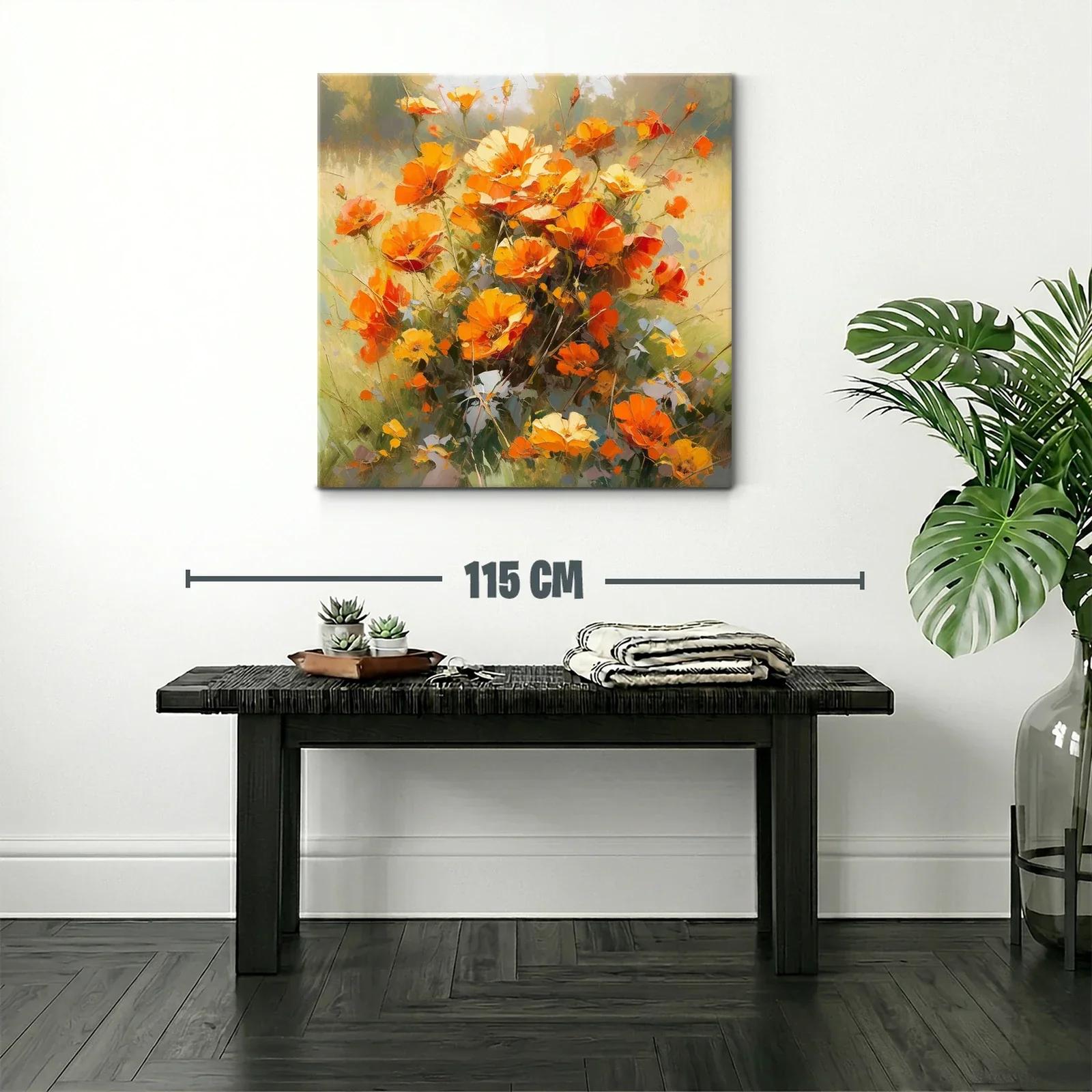 Cuadro floral con vibrantes tonos naranjas y amarillos — miniatura 2