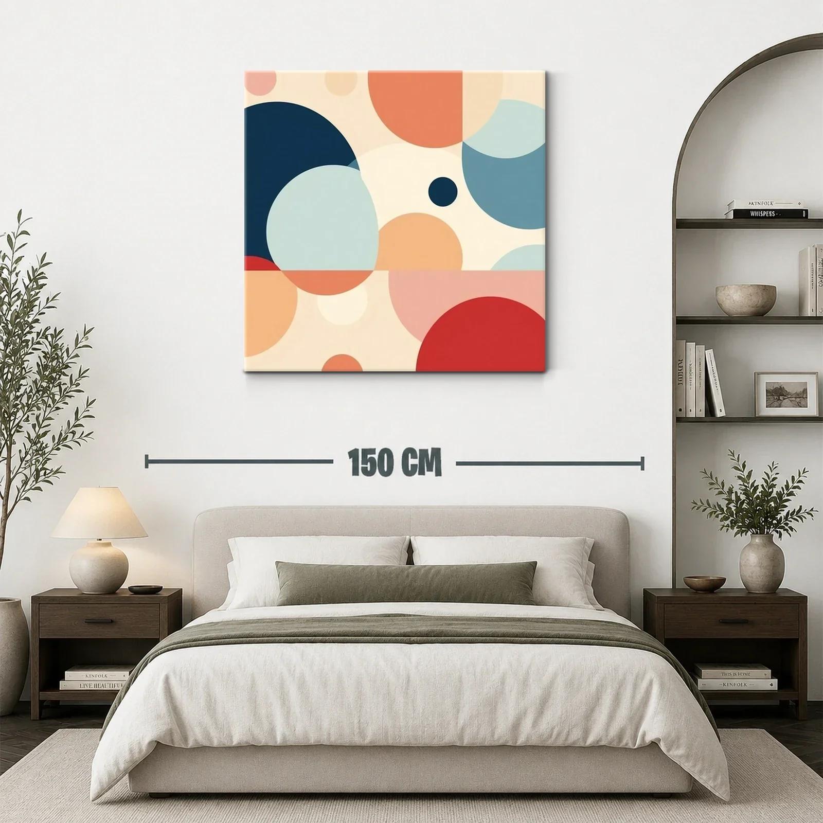 Composición abstracta con círculos en tonos cálidos y azulados — miniatura 3