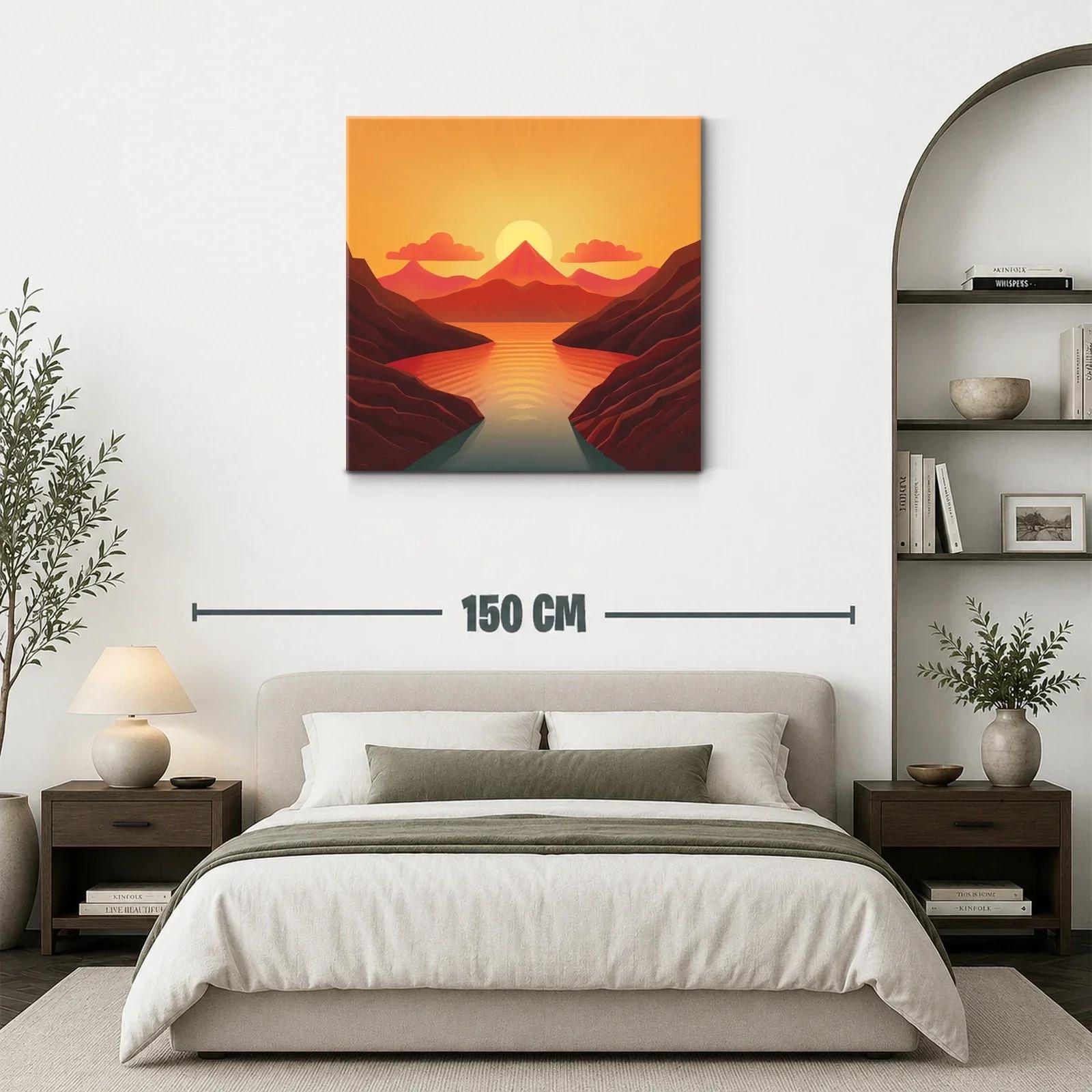 Paisaje cálido con montaña y lago al atardecer — miniatura 3