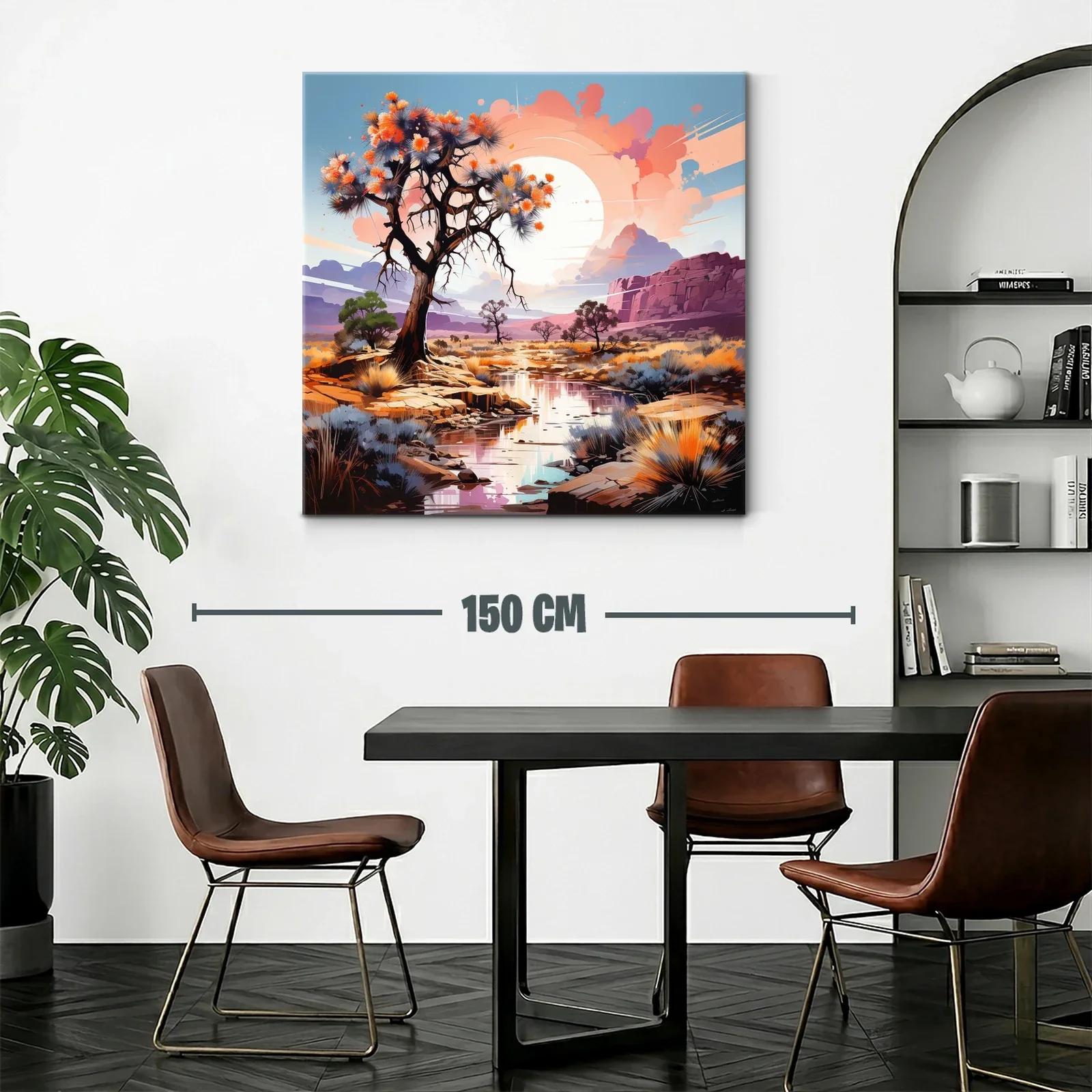 Paisaje desértico con árbol y reflejos al atardecer — miniatura 2