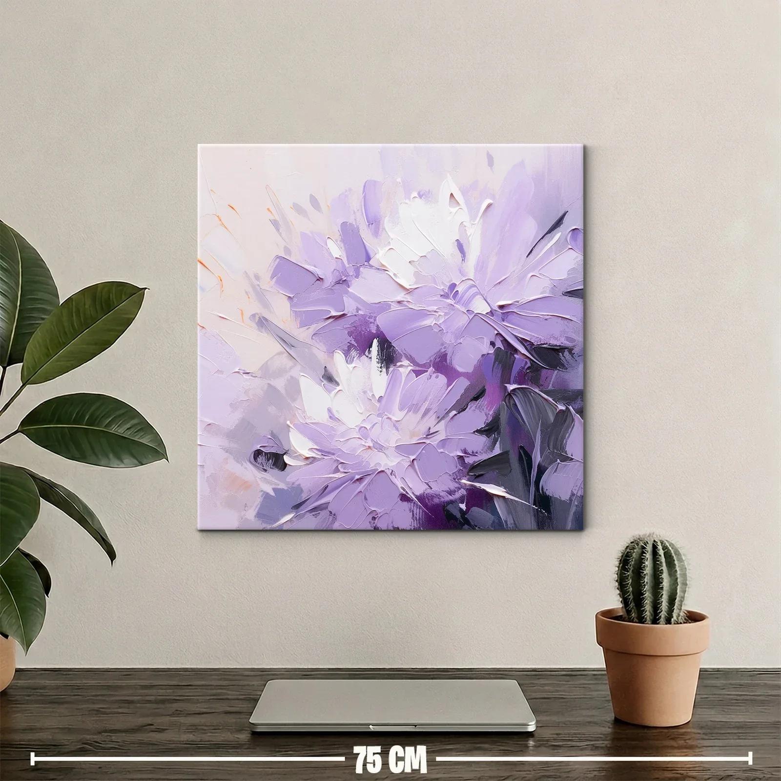 Cuadro flores lilas con toques de blanco y gris elegante — miniatura 2