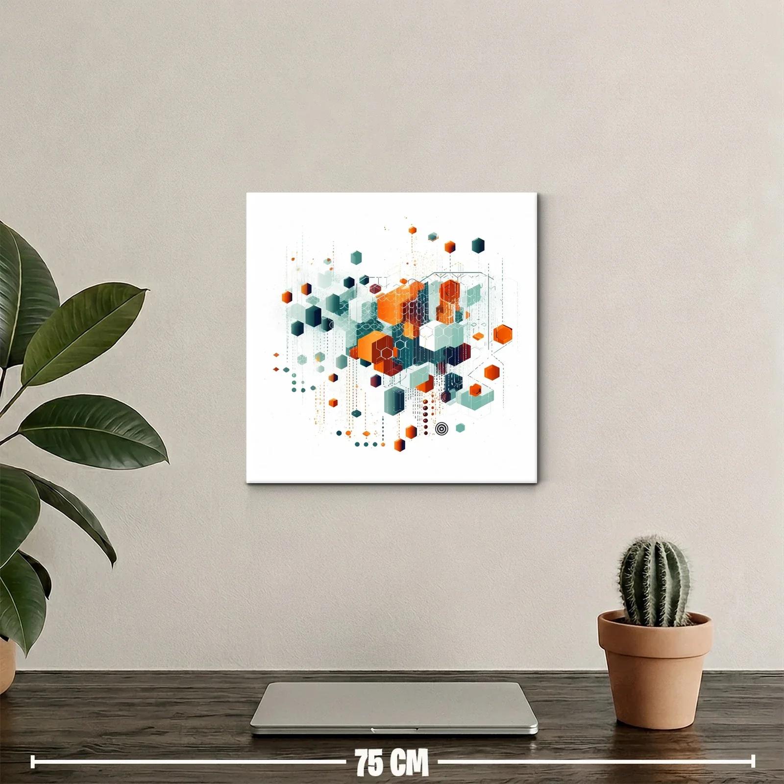 Composición geométrica con hexágonos en tonos naranja y verde — miniatura 2