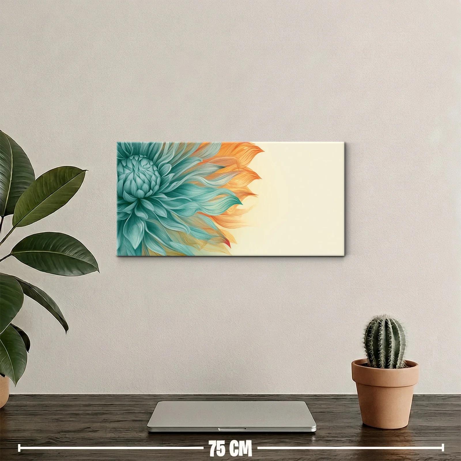 Cuadro dalia turquesa con degradado coral — miniatura 2