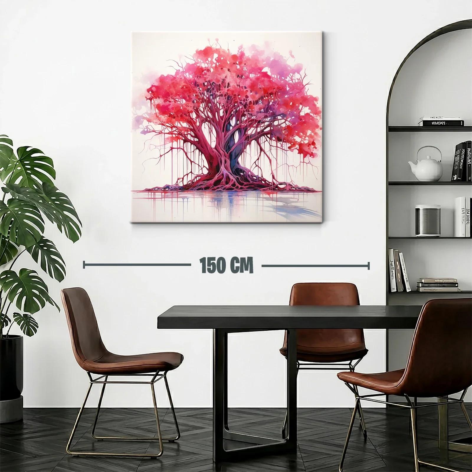 Árbol vibrante con tonos rojos y morados en composición fluida — miniatura 2