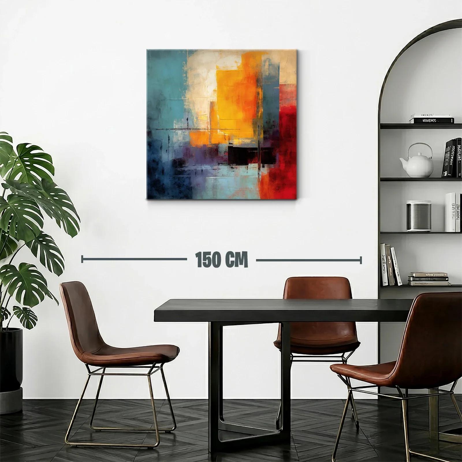 Cuadro abstracto con vibrantes tonos cálidos y fríos — miniatura 2