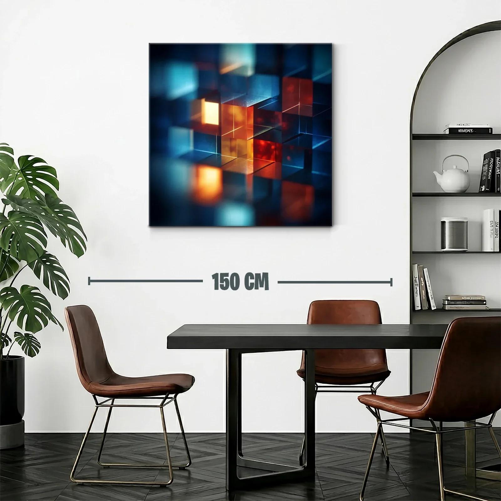 Composición abstracta de cubos iluminados en tonos cálidos y fríos — miniatura 2