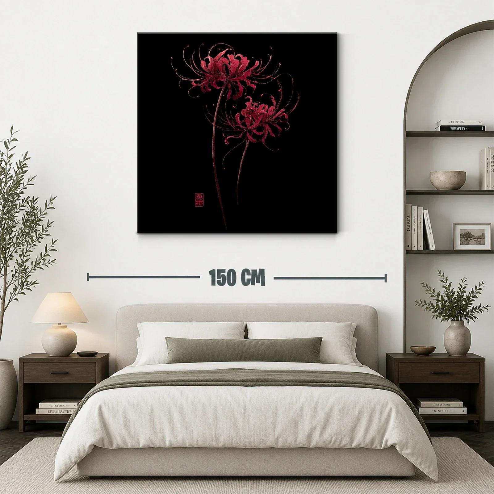 Flor roja sobre fondo negro en diseño elegante y delicado — miniatura 3