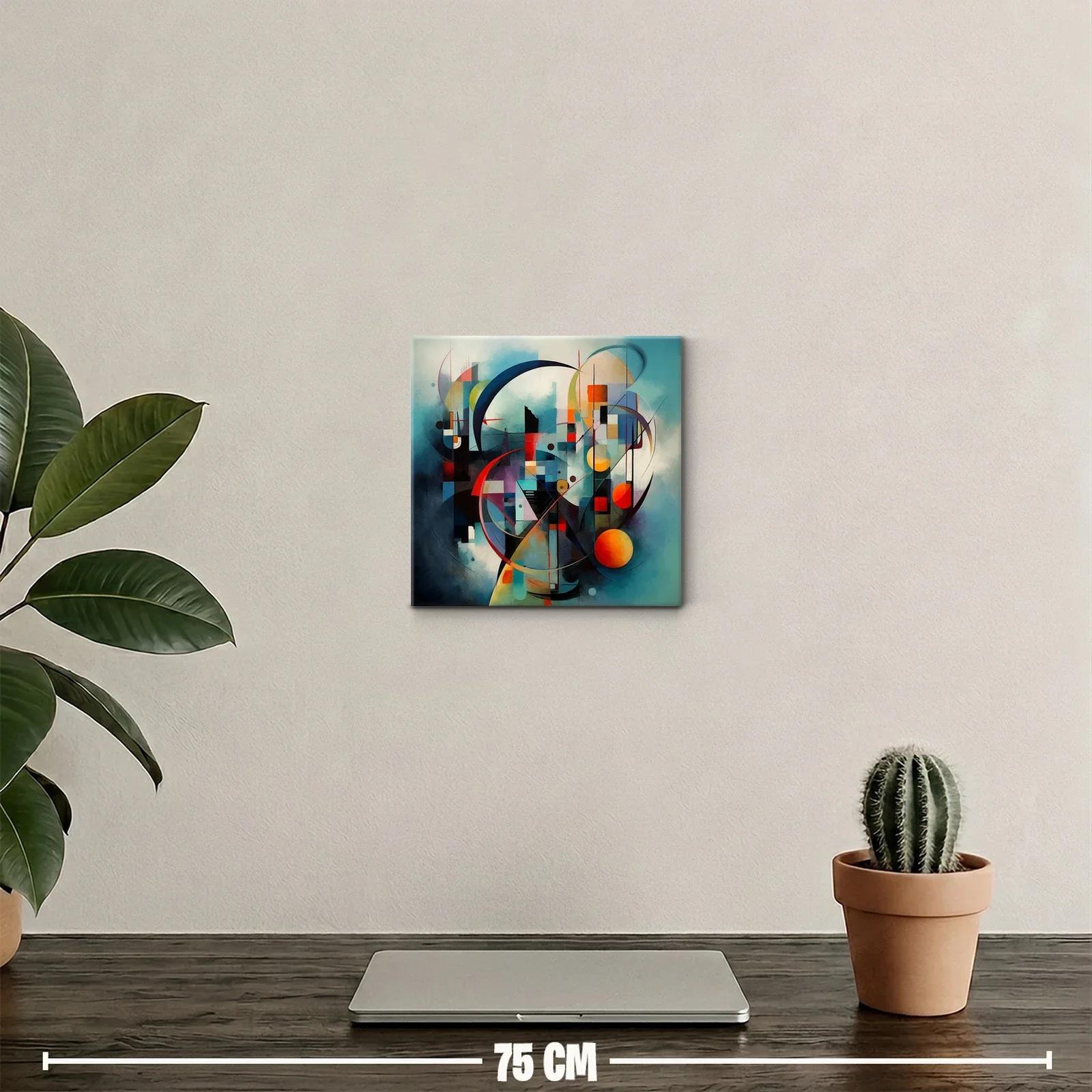 Cuadro abstracto con formas geométricas y colores vibrantes — miniatura 2