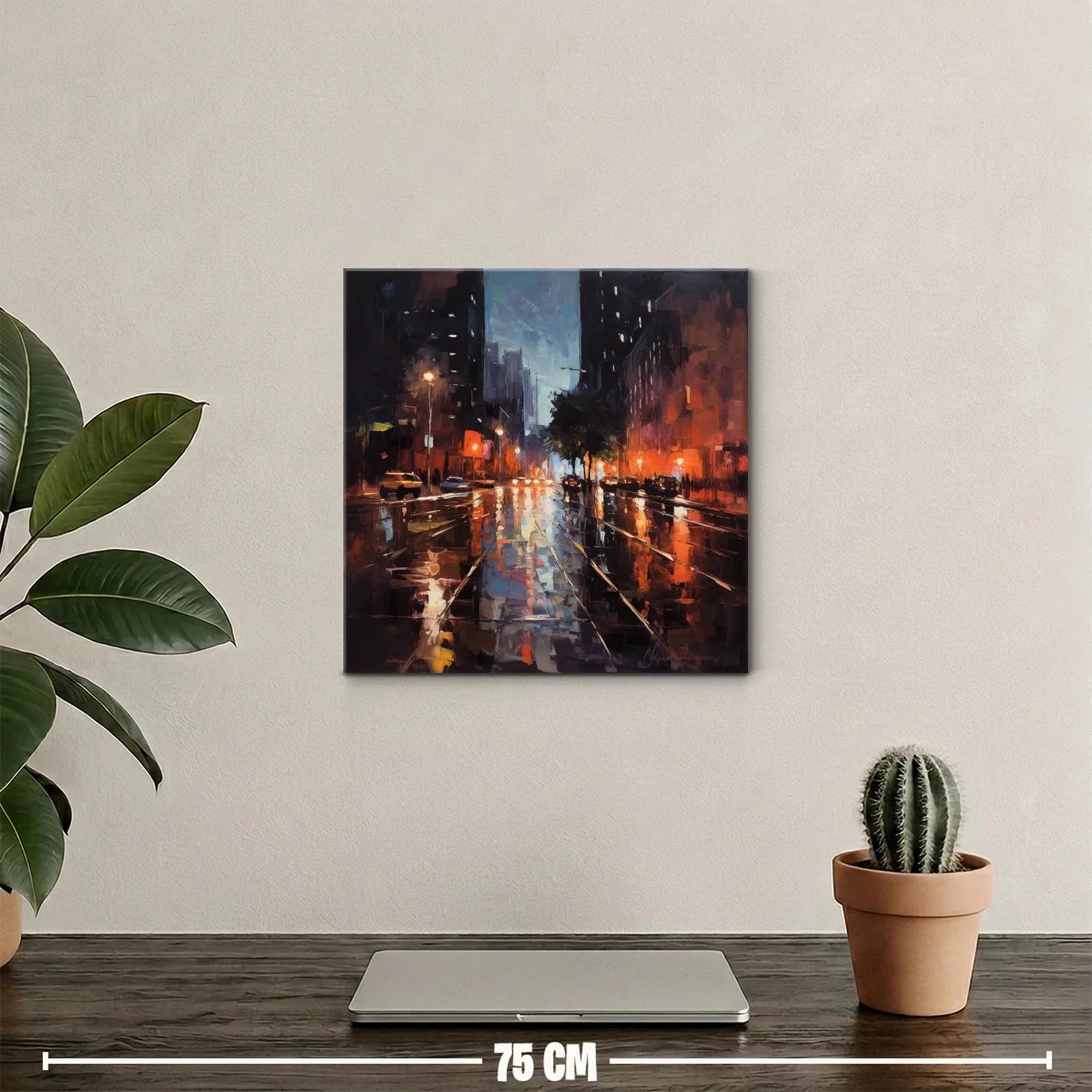 Reflejos urbanos al anochecer con luces vibrantes — miniatura 2