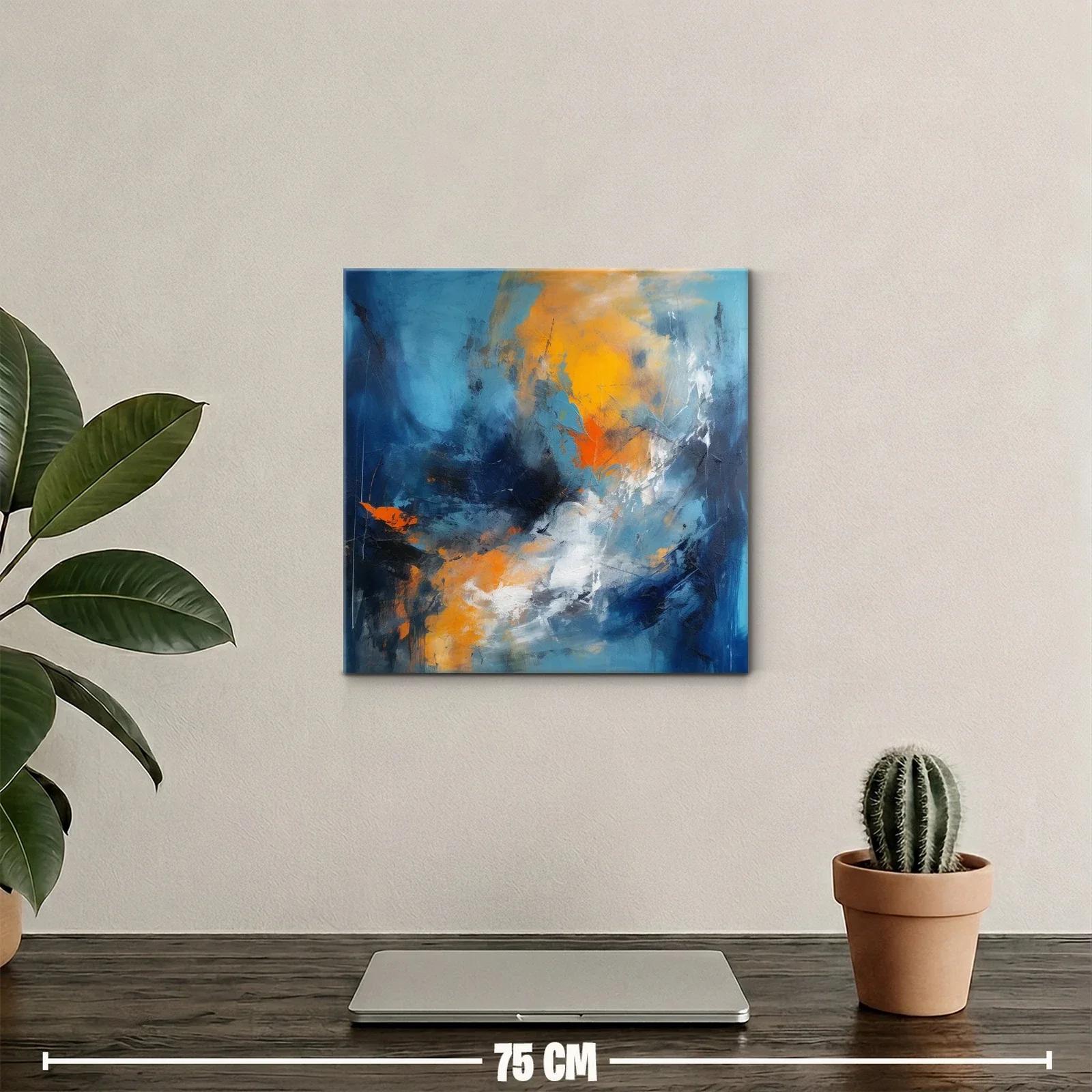 Cuadro abstracto con vibrantes tonos azules y naranjas — miniatura 2