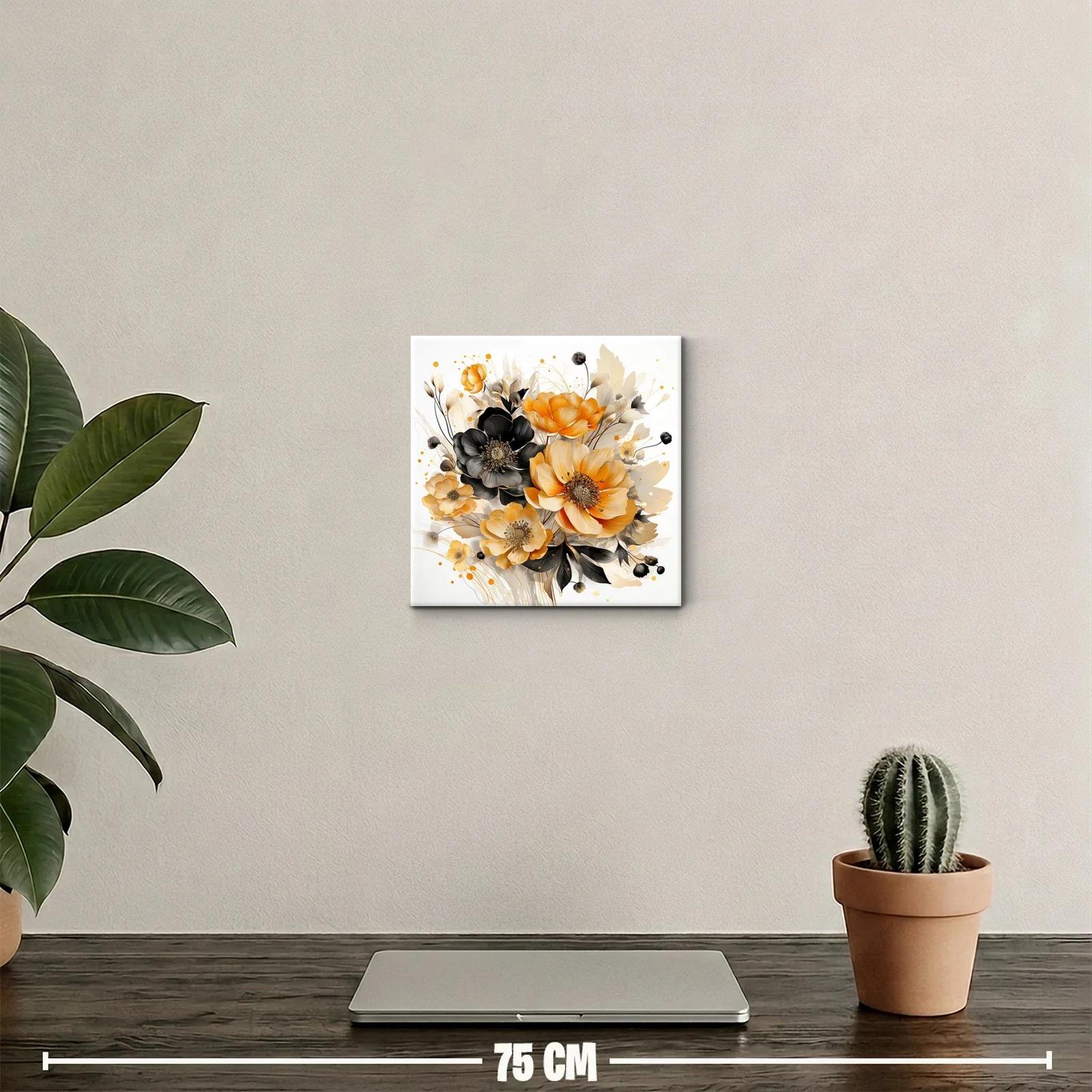 Flores vibrantes en tonos dorados y negros para decorar — miniatura 2