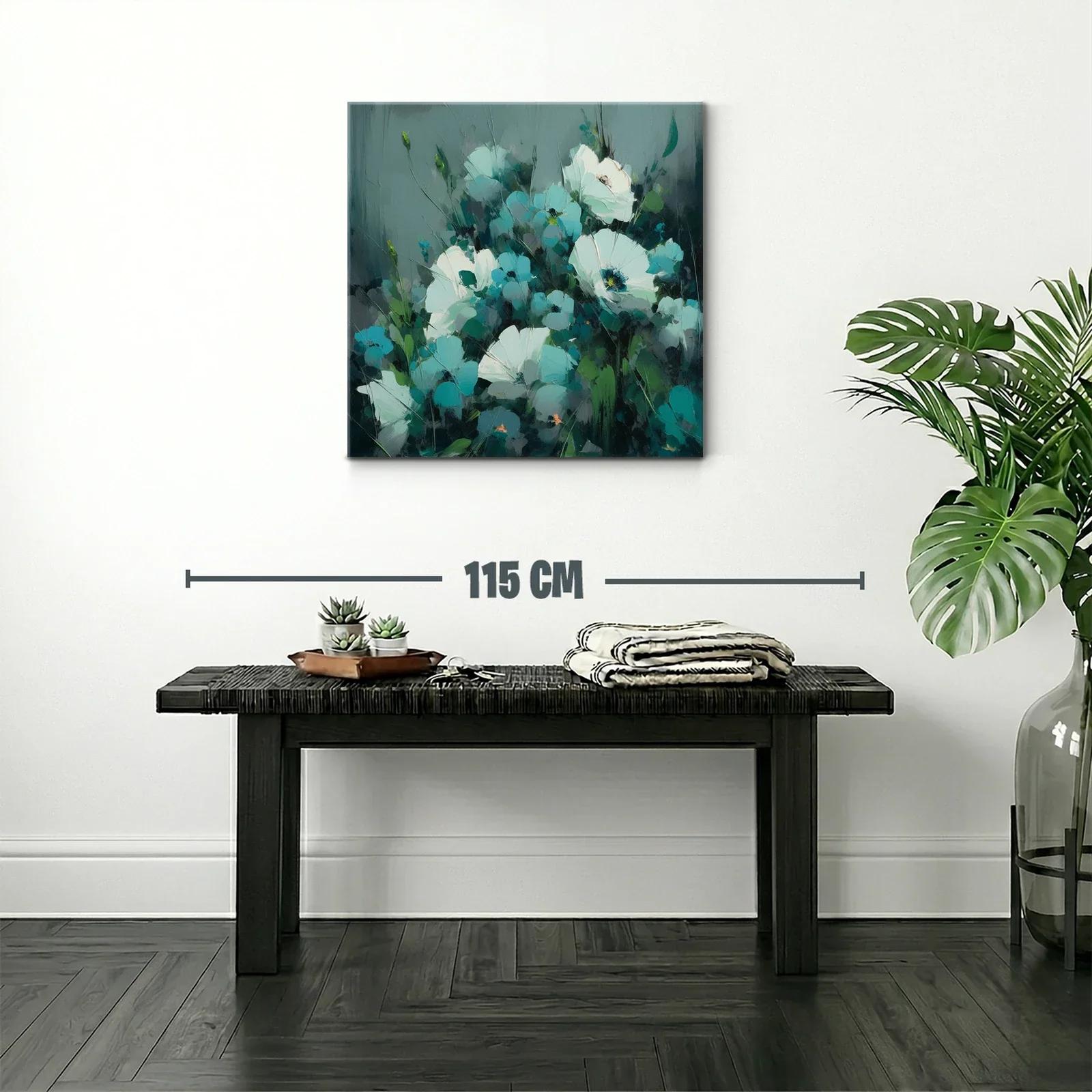 Flores blancas y turquesas con fondo gris azulado — miniatura 2