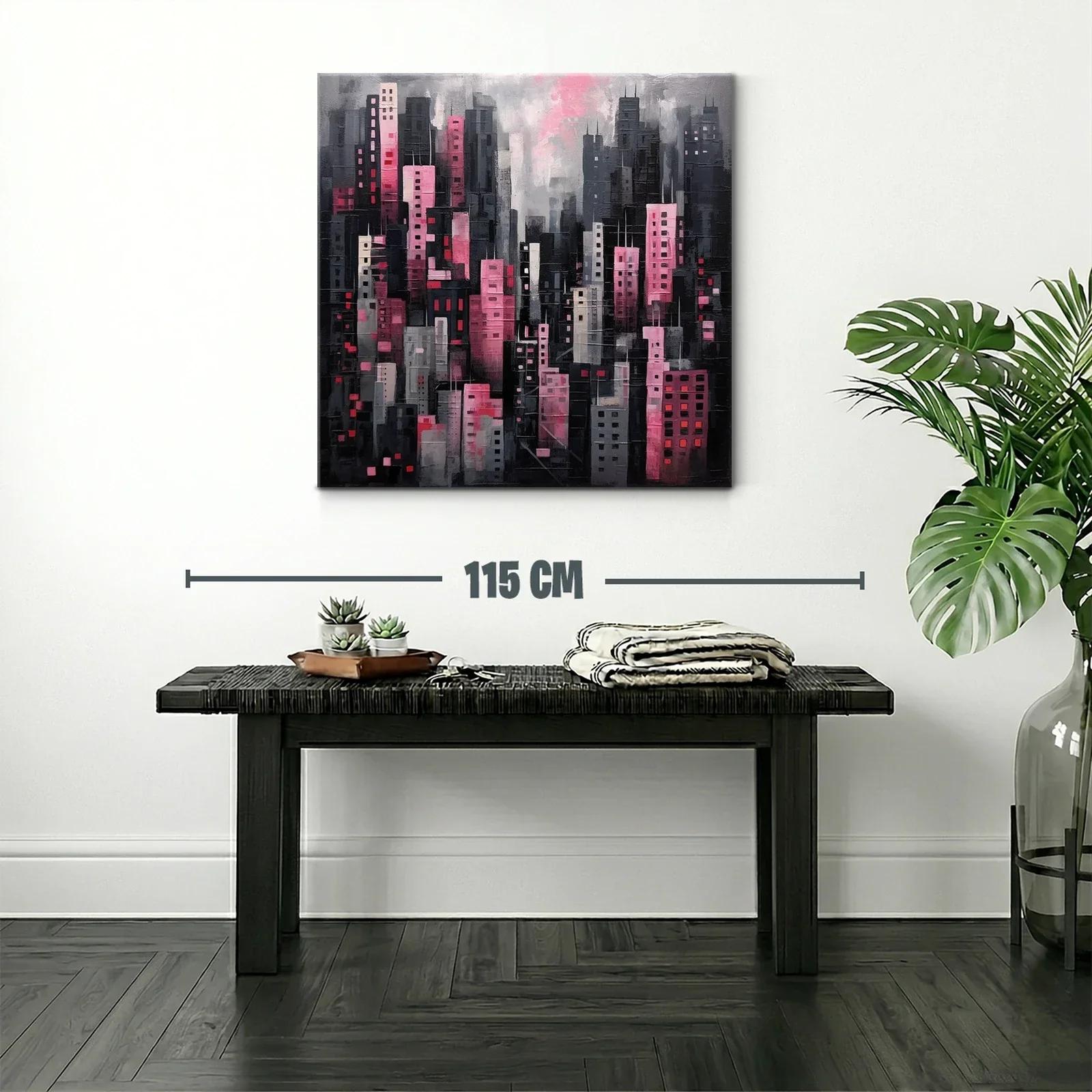Ciudad nocturna en tonos rosas y grises modernos — miniatura 2