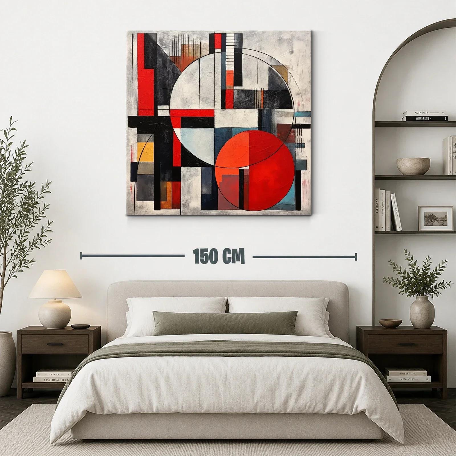 Composición geométrica con círculos y líneas en rojo y negro — miniatura 3