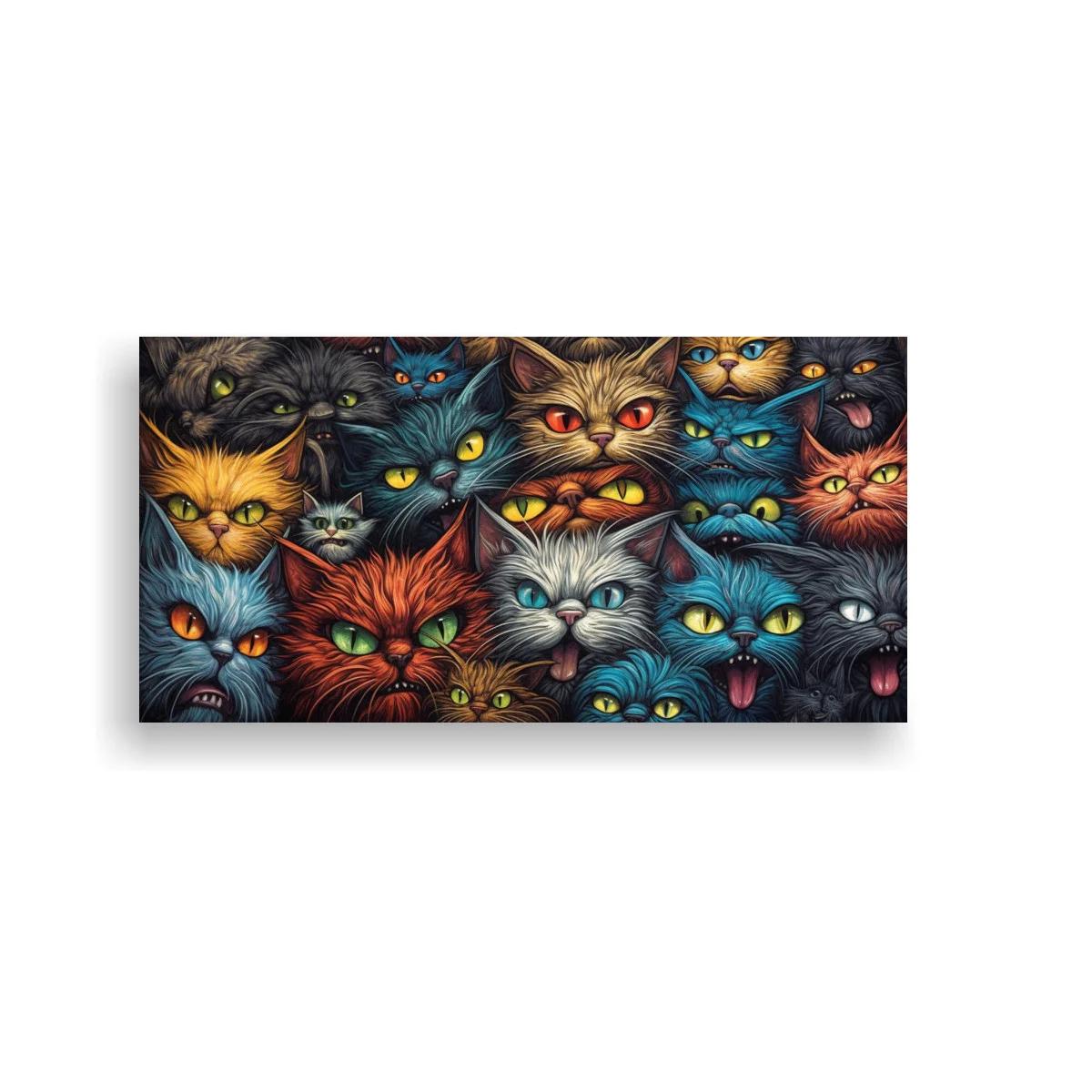 Cuadro grupo de gatos con bocas abiertas y ojos brillantes — imagen principal