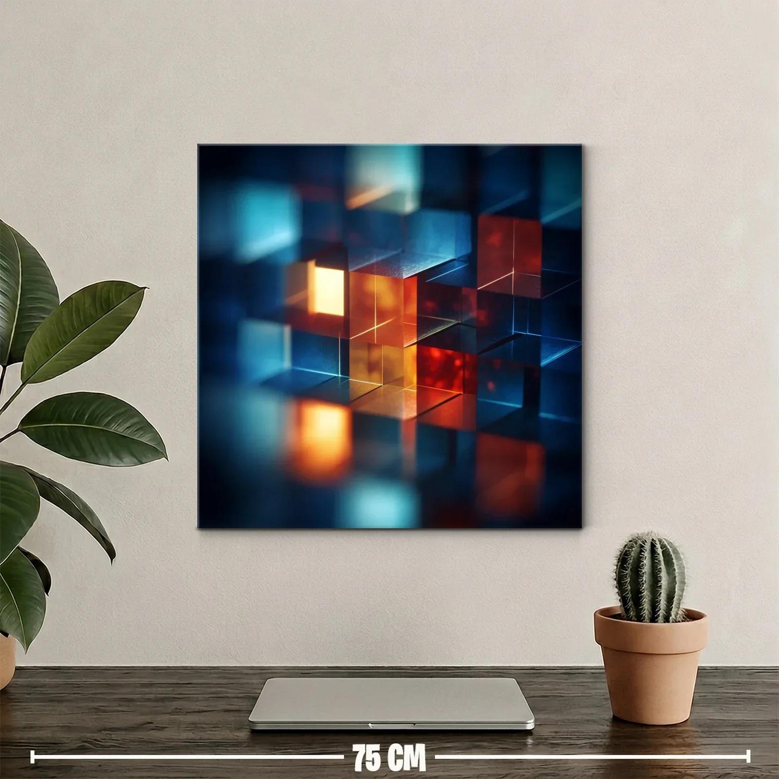 Composición abstracta de cubos iluminados en tonos cálidos y fríos — miniatura 2
