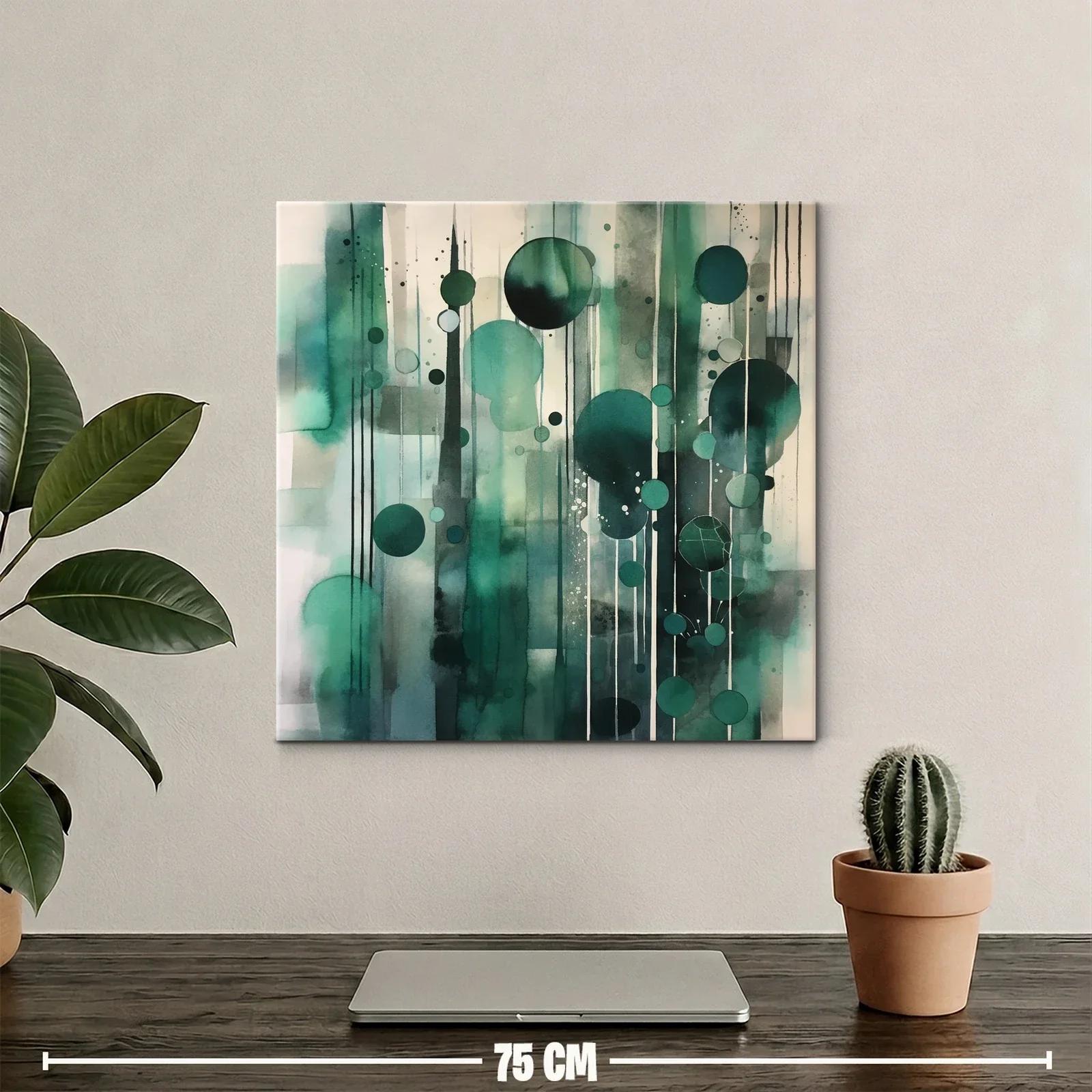 Composición abstracta de círculos y líneas en tonos verdes — miniatura 2