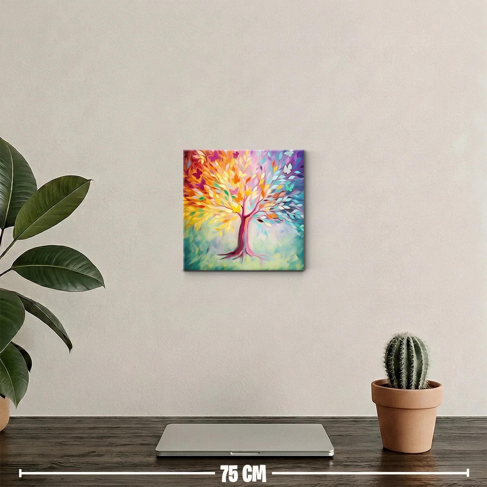 Árbol colorido con mariposas vibrantes y hojas estilizadas — miniatura 2