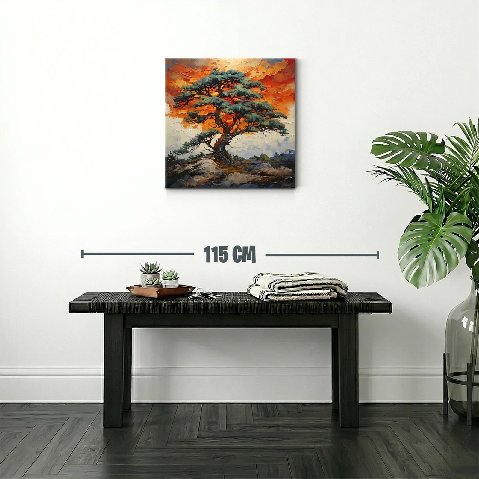 Árbol solitario con cielo fuego en paisaje natural — miniatura 2