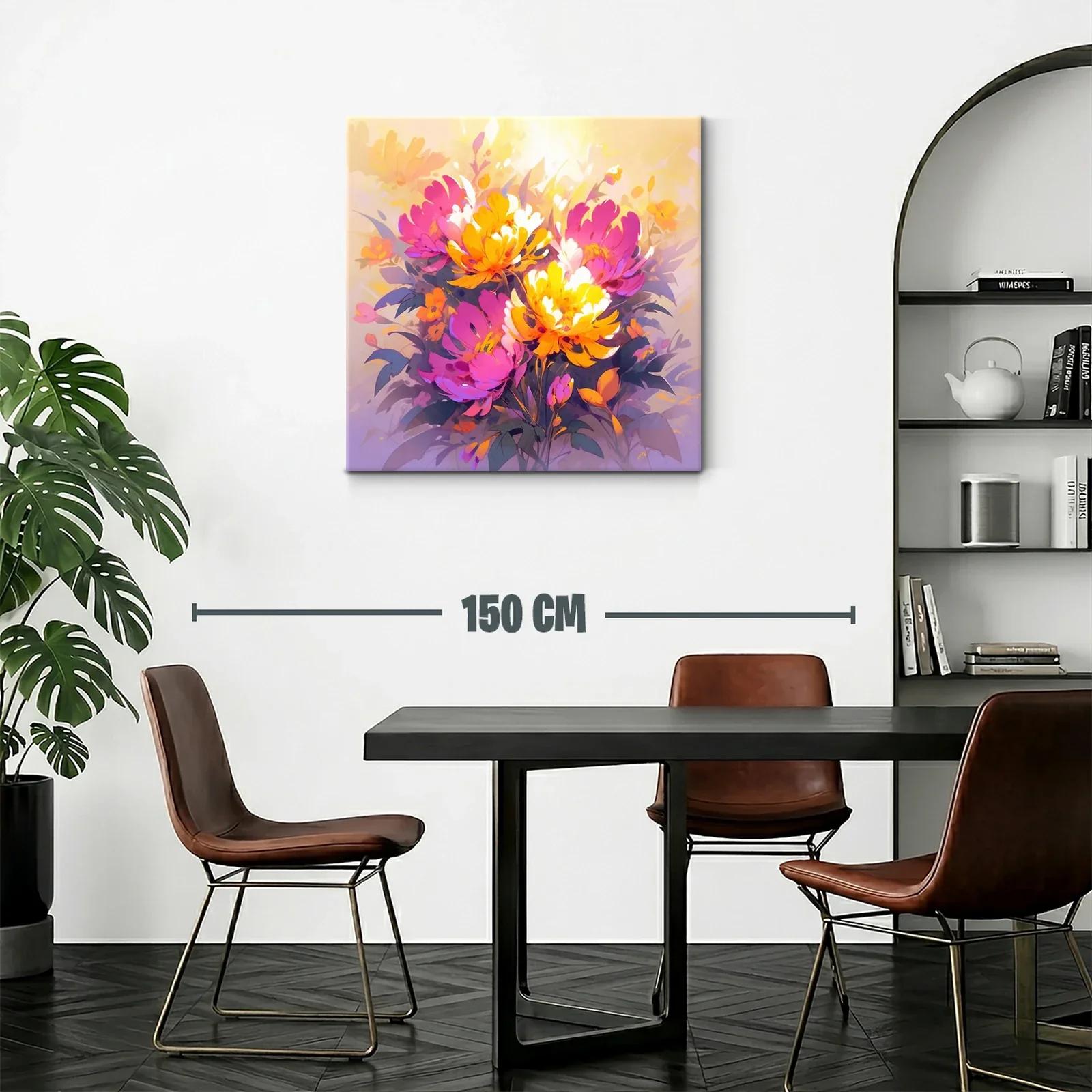Cuadro con ramo de flores vibrantes en tonos cálidos — miniatura 2