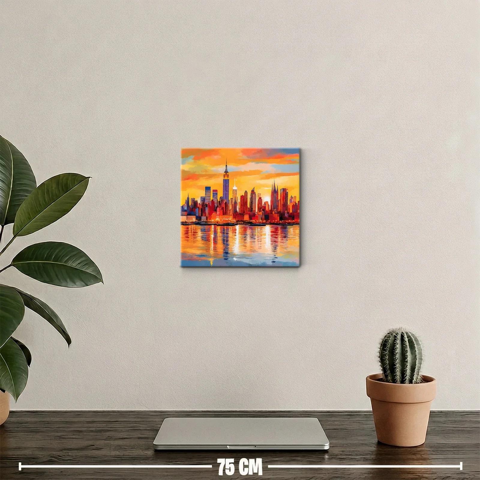 Atardecer vibrante sobre skyline urbano con reflejos dorados — miniatura 2