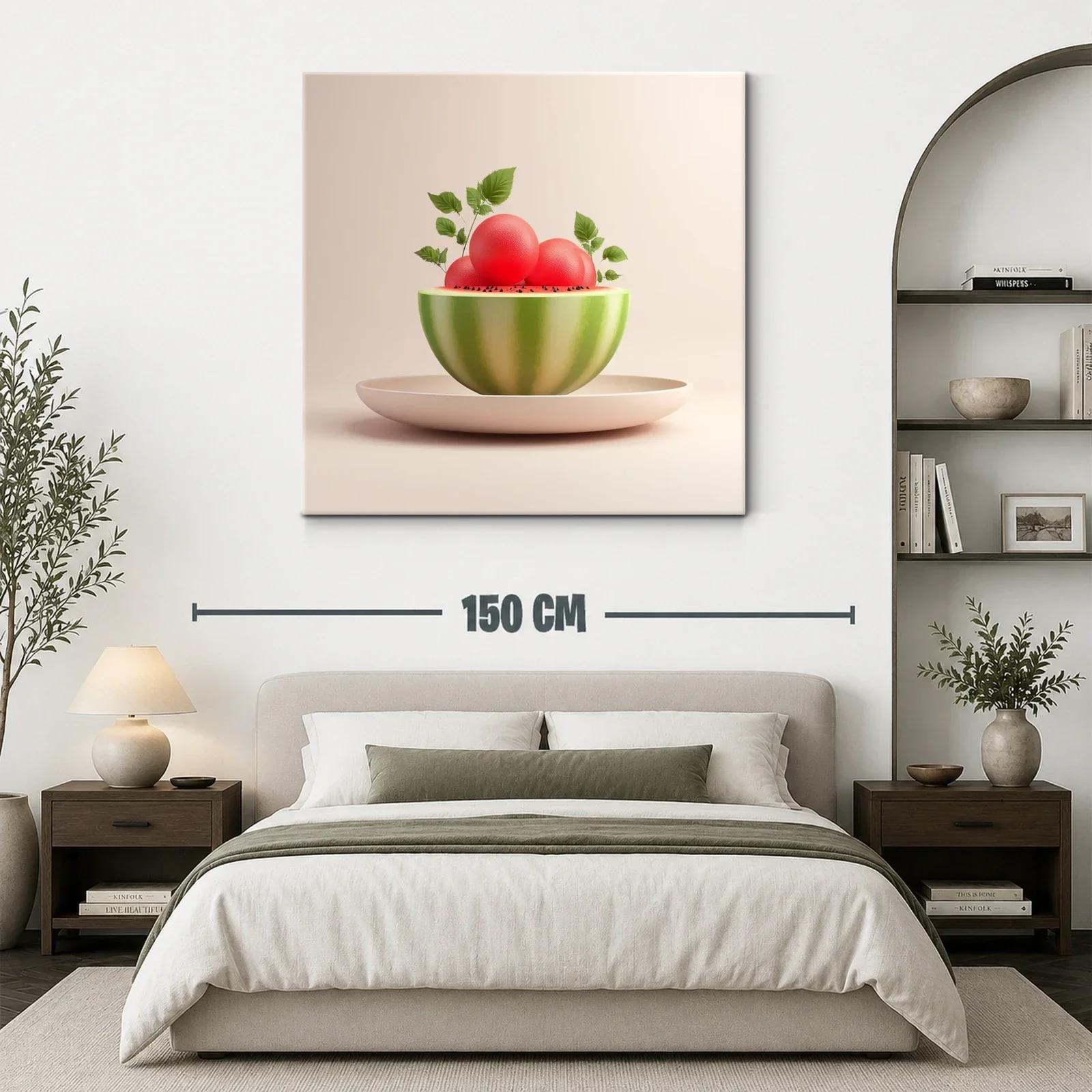 Composición creativa con sandía y esferas rojas — miniatura 3