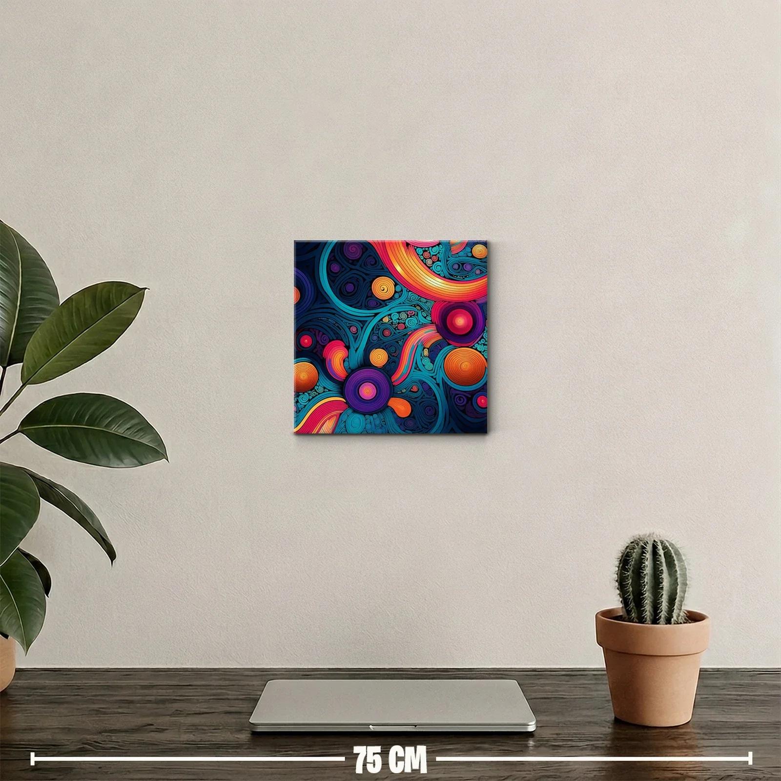 Cuadro decorativo con diseño abstracto y vibrantes espirales coloridas — miniatura 2