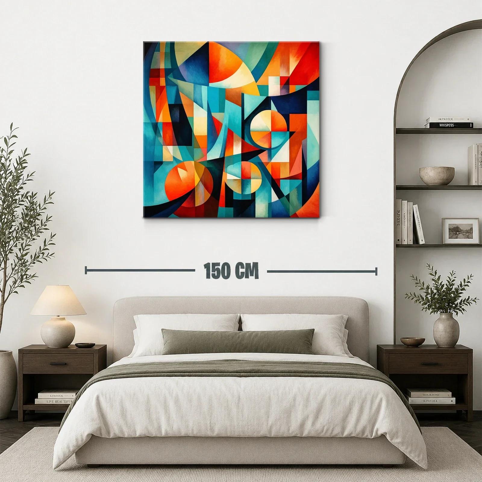 Composición abstracta en tonos cálidos y fríos vibrantes — miniatura 3
