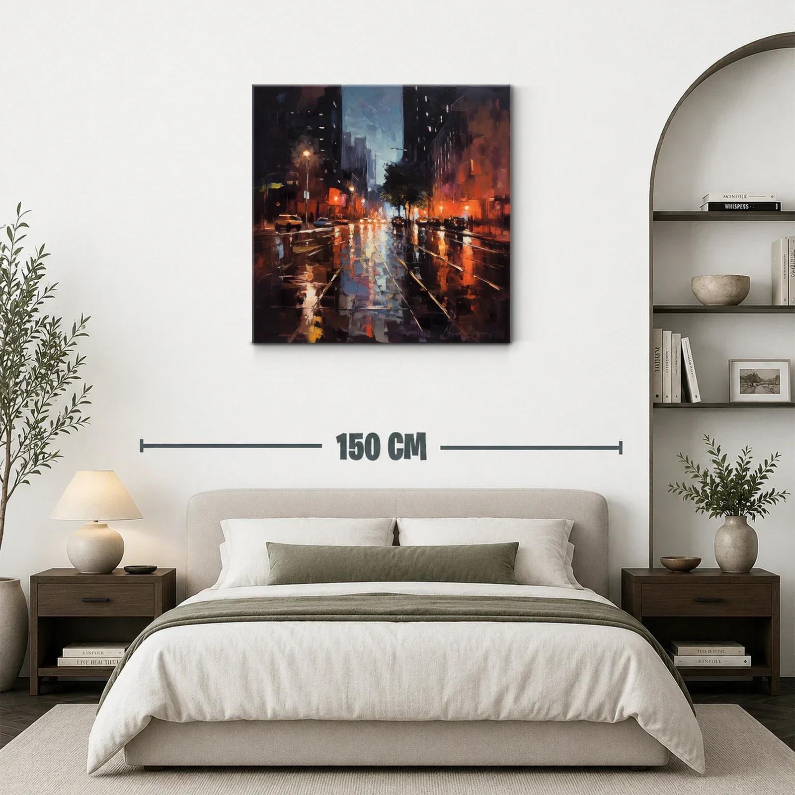 Reflejos urbanos al anochecer con luces vibrantes — miniatura 3