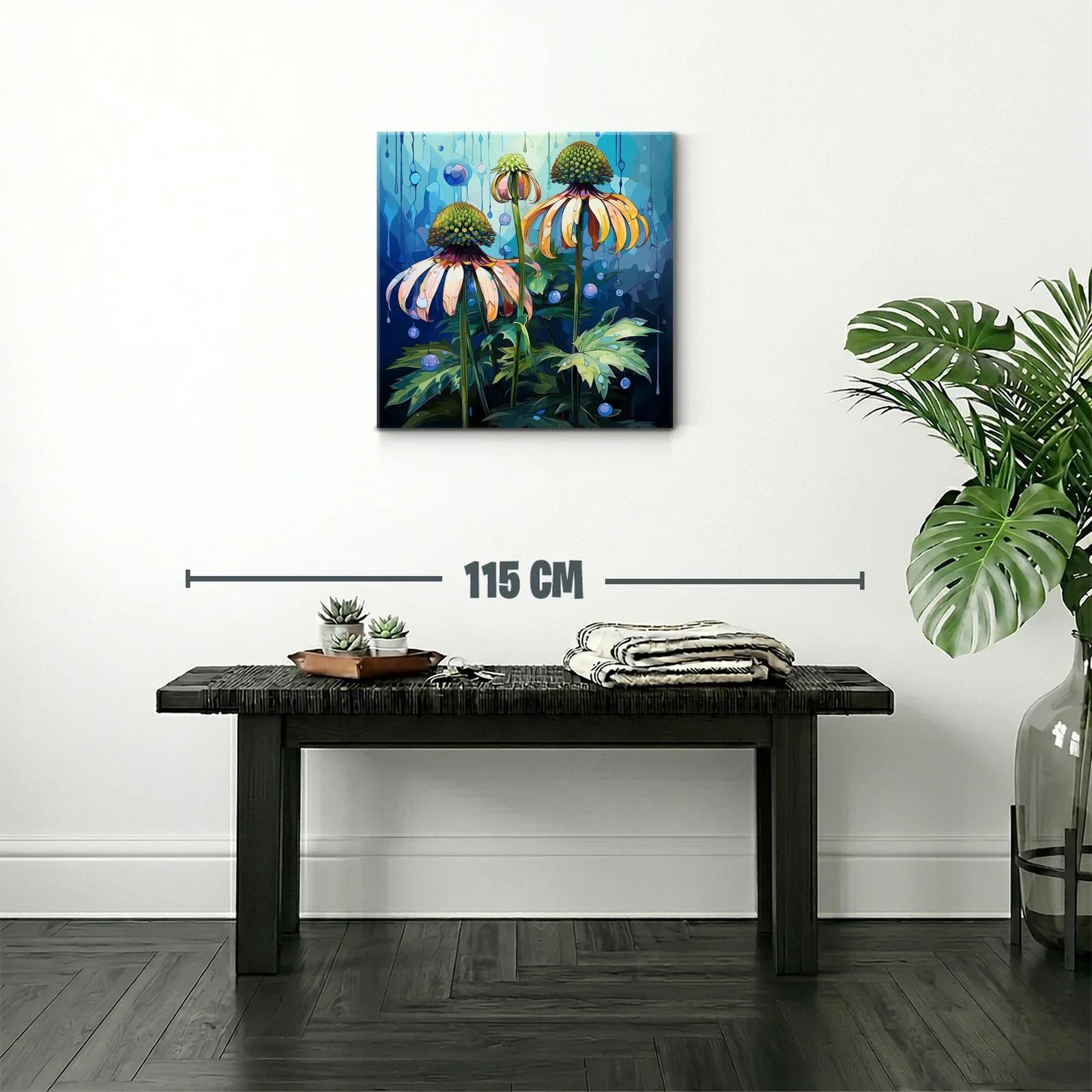 Flores abstractas en tonalidades frías y cálidas vibrantes — miniatura 2