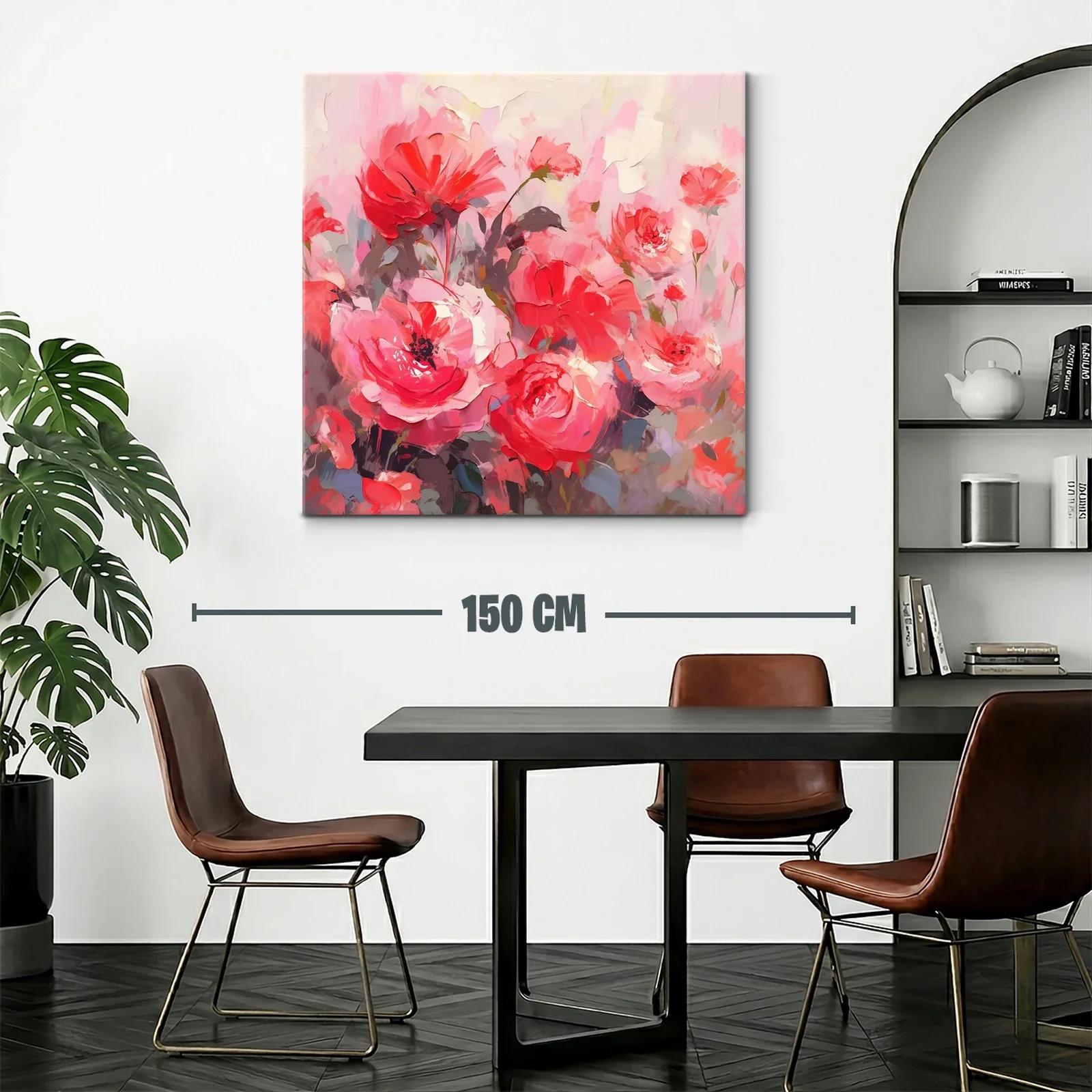 Cuadro floral con explosión de rosas en tonos rojos y rosas — miniatura 2